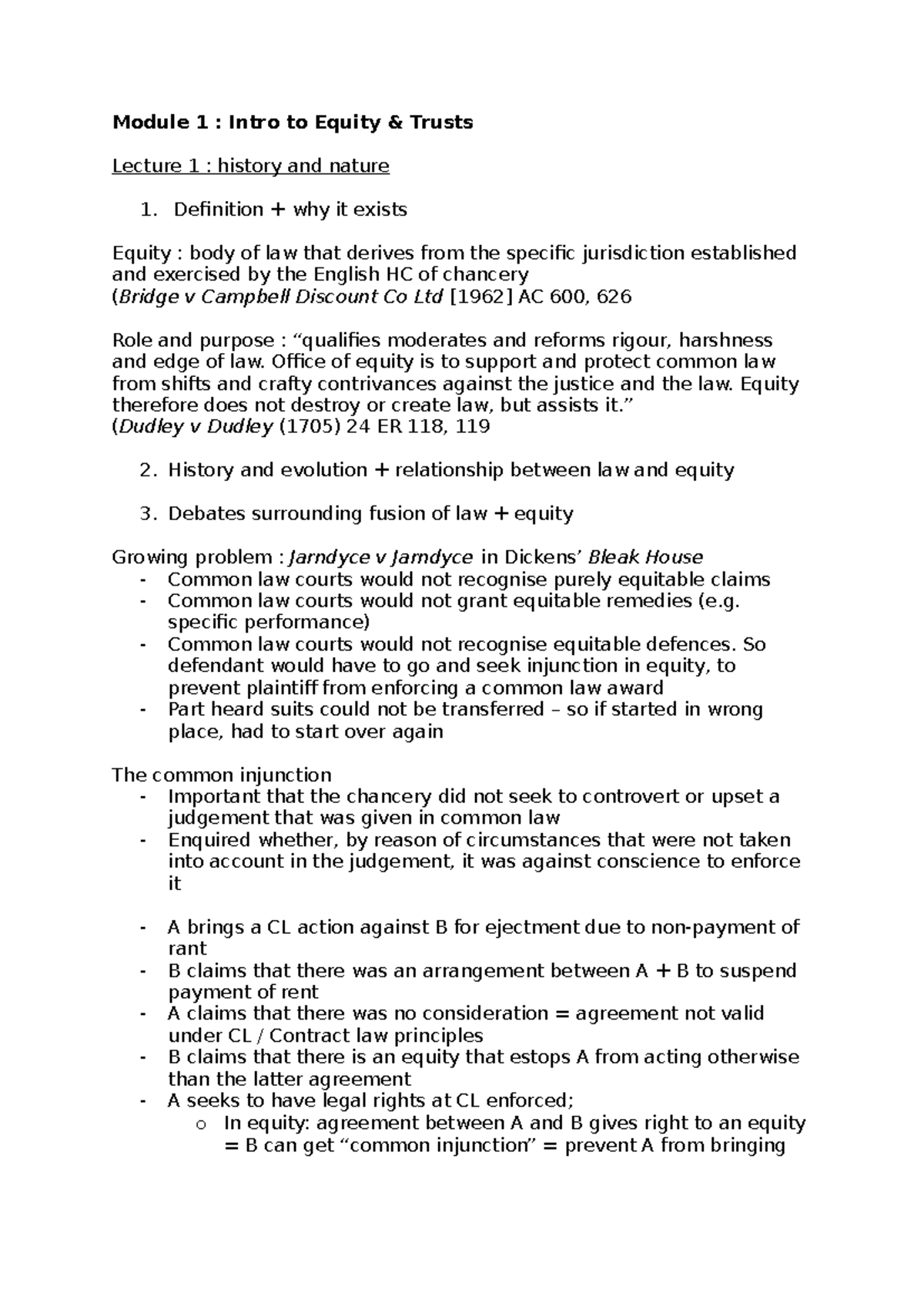 Module 1 - Module 1 : Intro to Equity & Trusts Lecture 1 : history and ...