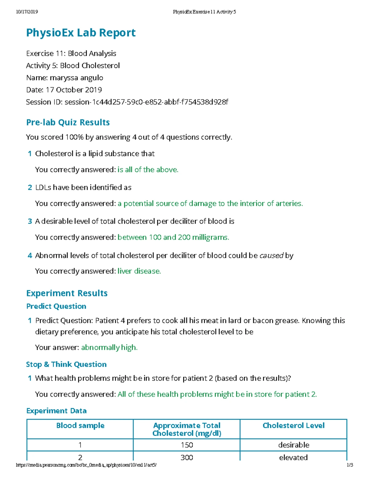 PhysioEx 10 Activity 3: Renal Responses in Acid-Base Balance Lab Report ...