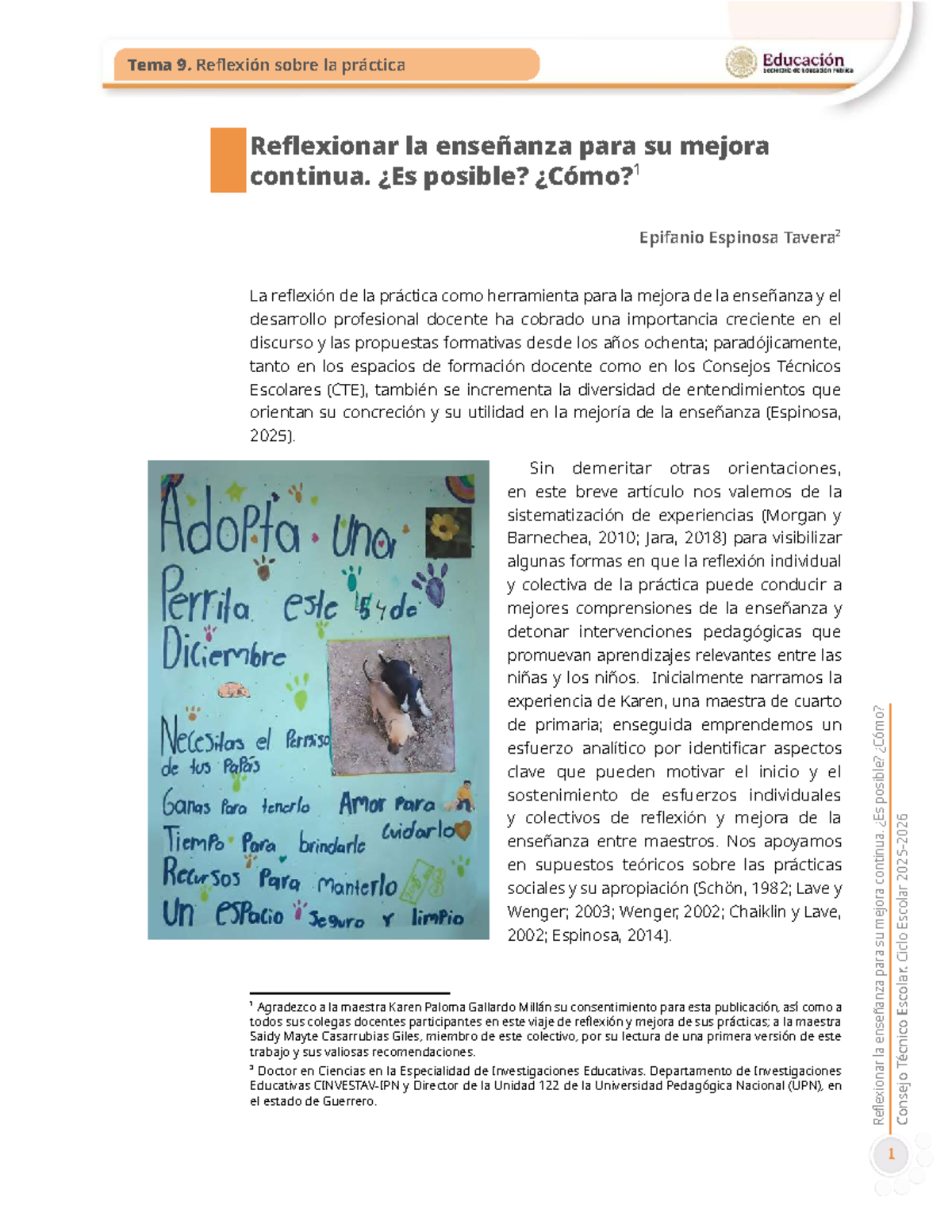 Tema 9: Reflexión sobre la Práctica Docente para la Mejora Continua ...