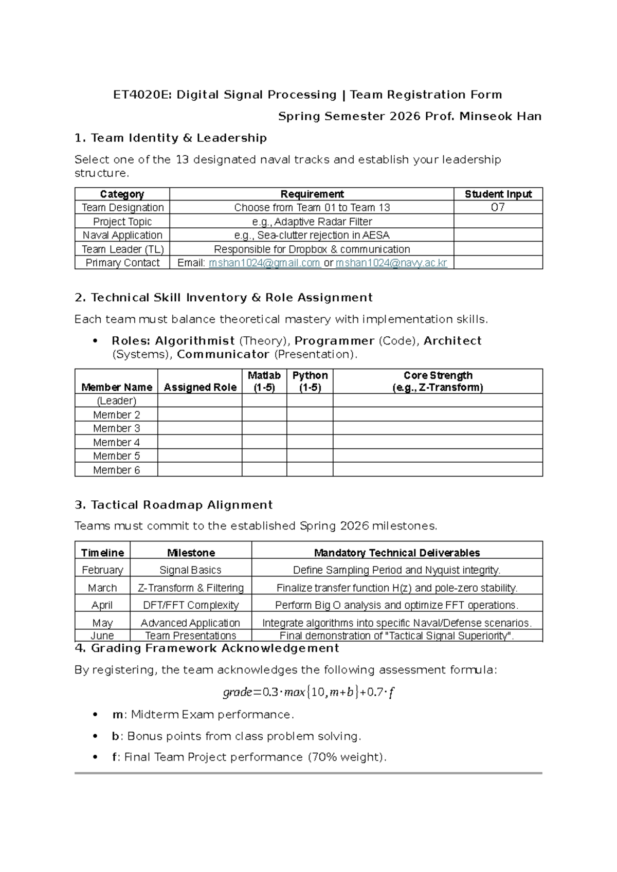ET4020E: Digital Signal Processing Team Registration Form Spring 2026 ...