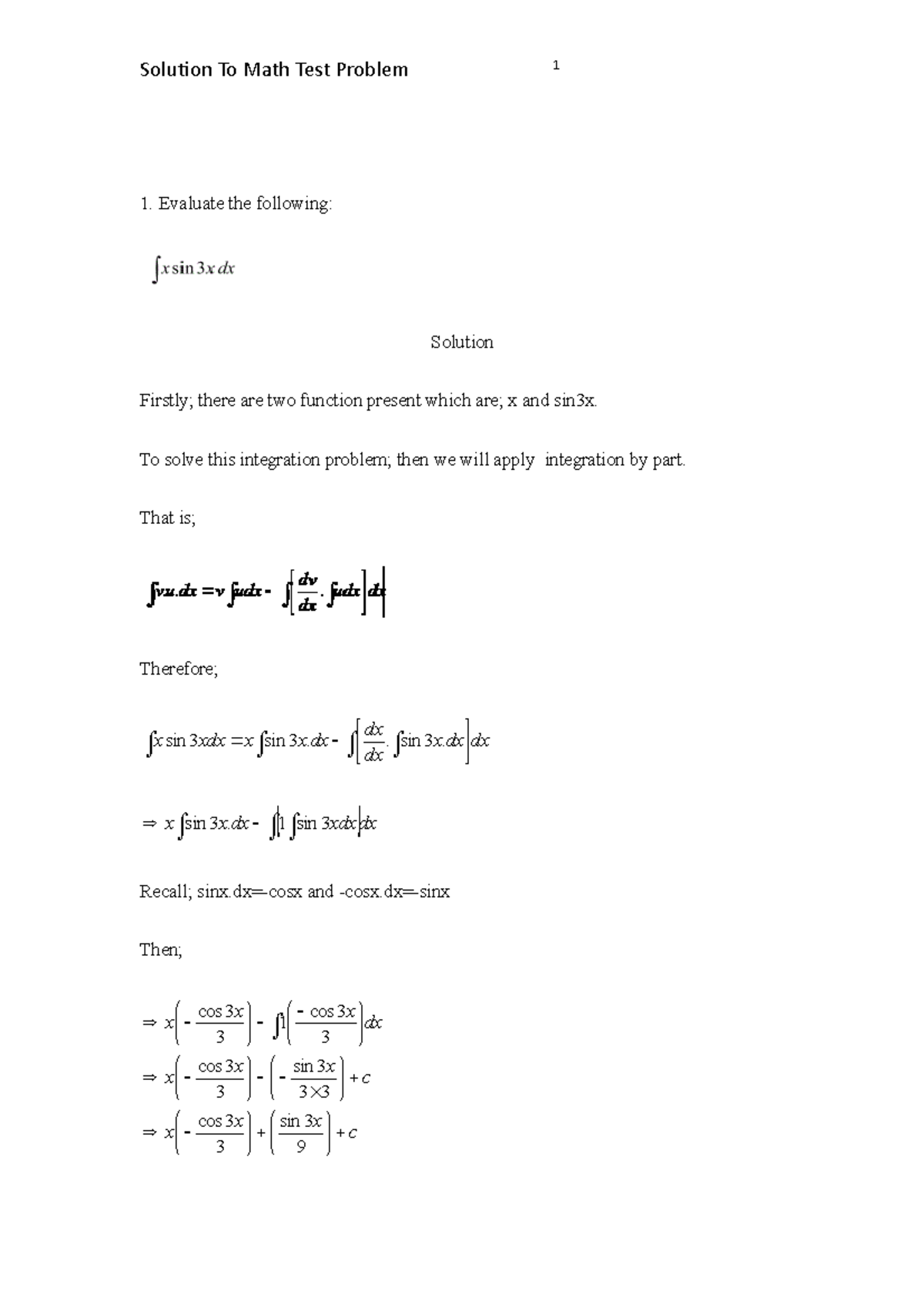 Solution to my mathematics Test - Solution To Math Test Problem ...