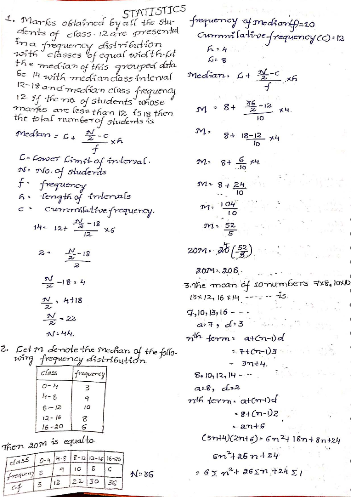 Statistics 1: PYQs and Short Notes for Exam Preparation - Studocu
