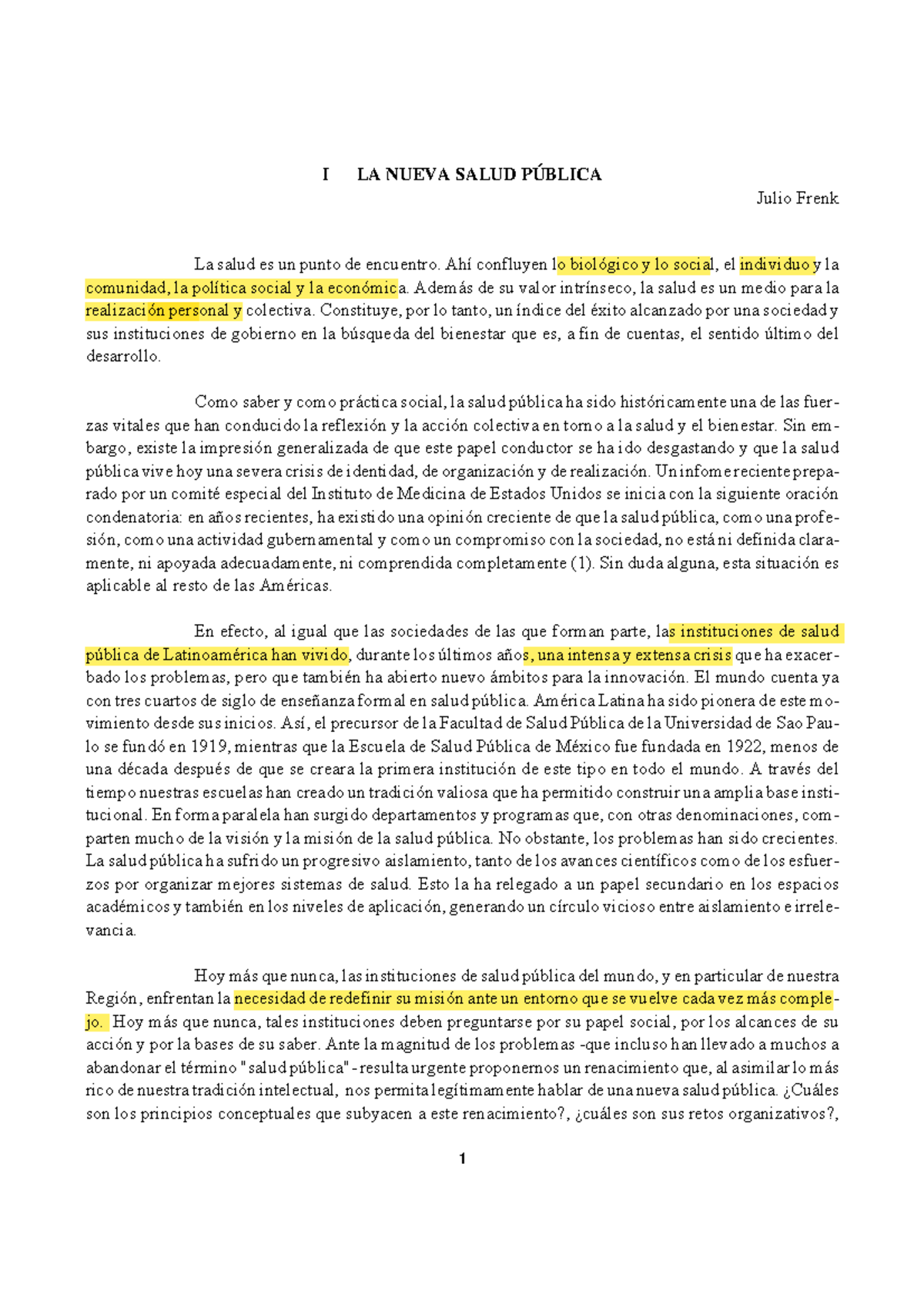 La nueva salud pública: Retos y perspectivas en Latinoamérica - Studocu