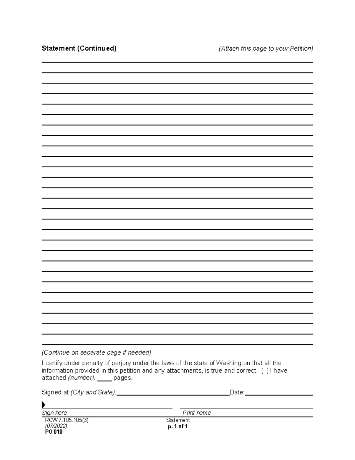 PO 010 Statement 2022 07 - CRM-100 - RCW 7.105(3) (07/2022) PO 010 ...