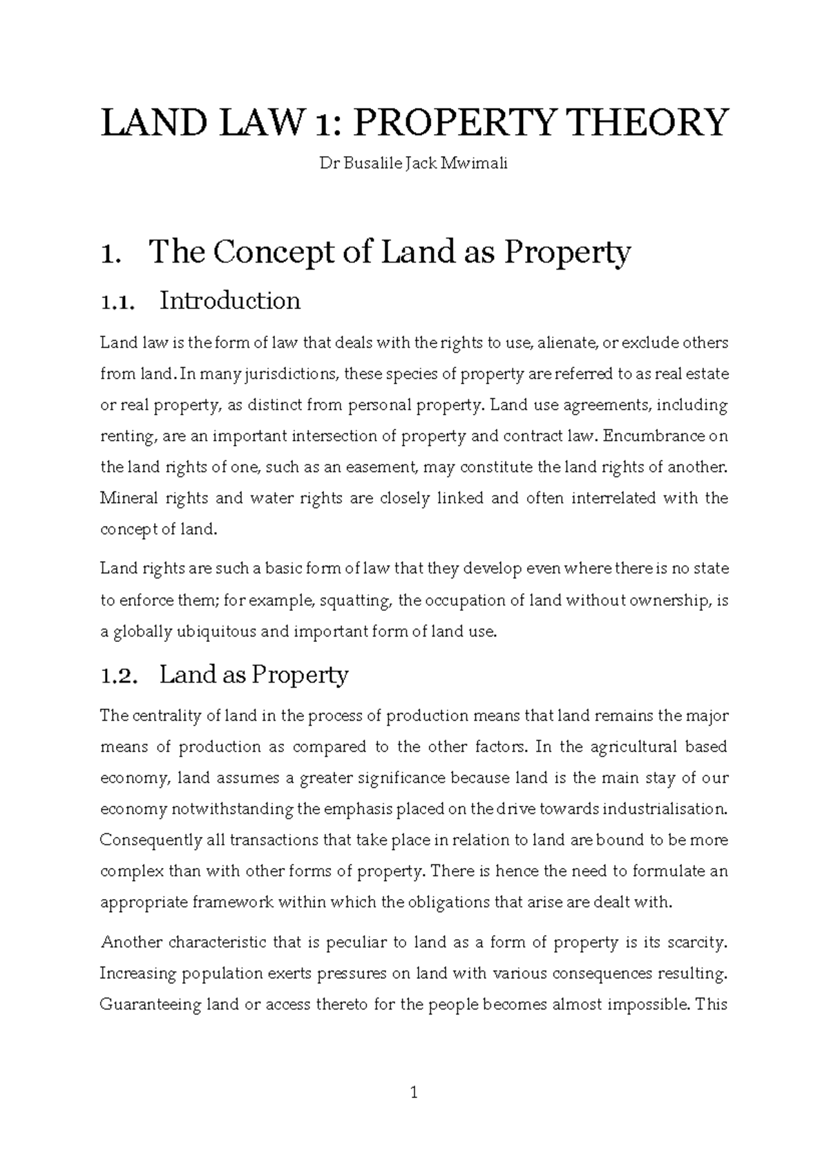 Property Theory Notes: Understanding Land Law Essentials - Studocu