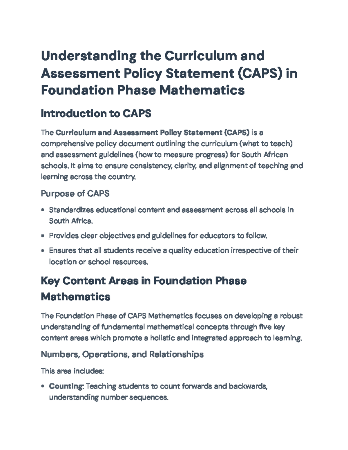 Curriculum and Assessment Policy Statement (CAPS) in Foundation Phase ...