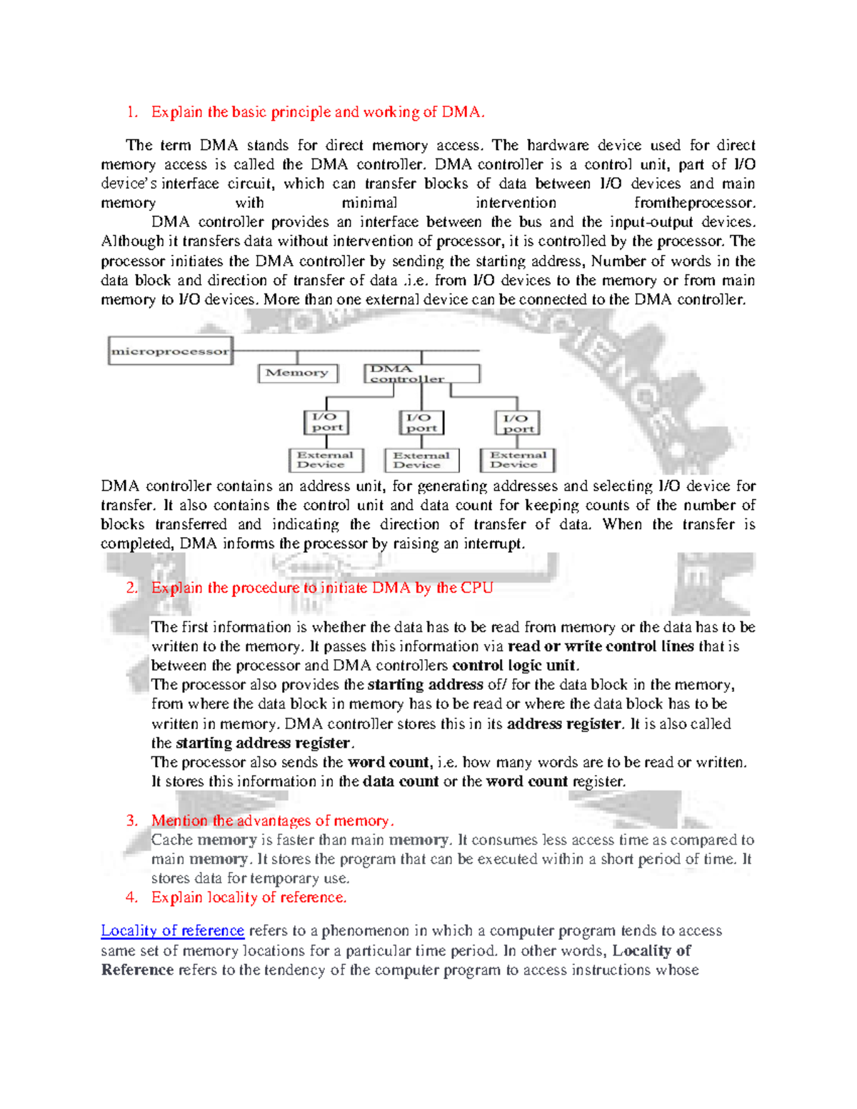 COA Module 5: Understanding DMA, Cache Memory, and Interrupts - Studocu