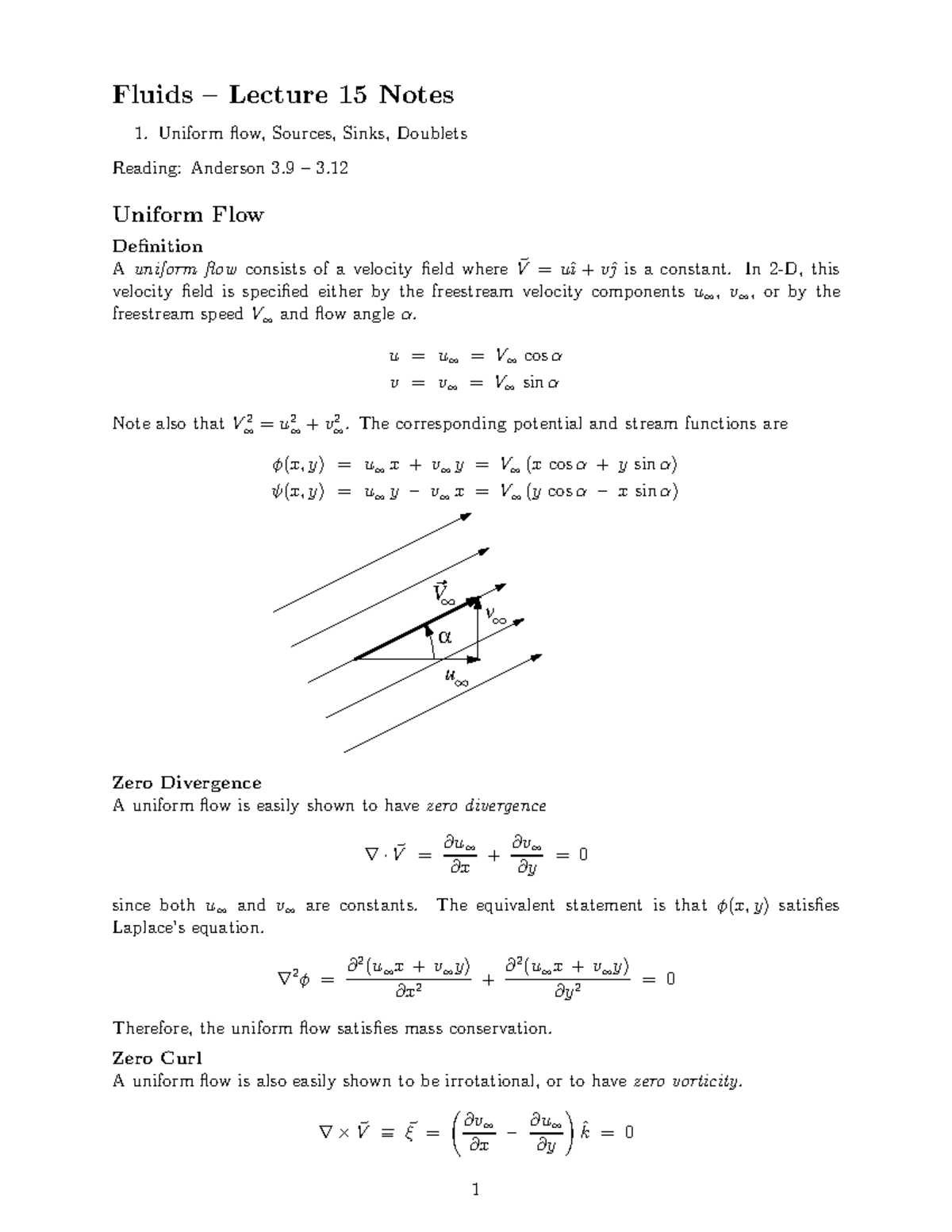 FLUID 101: Source Sink Doublet & Uniform Flow Lecture Notes - Studocu