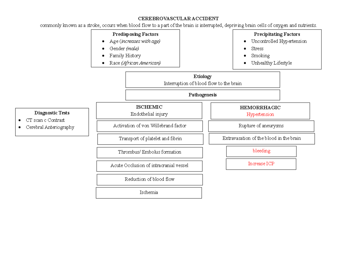 Pathophysiology of Cerebrovascular Accident (CVA) - Key Concepts - Studocu
