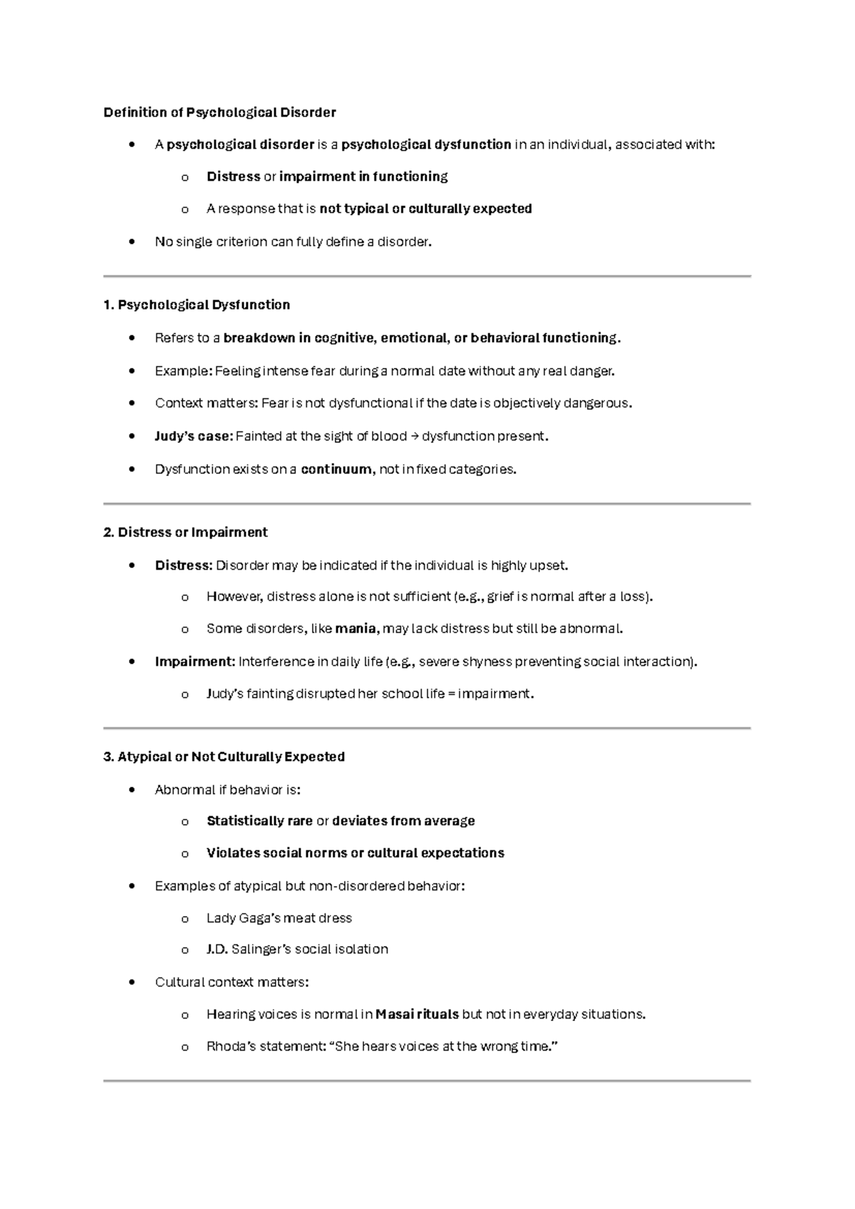 Abnormal Psychology Unit 1: Understanding Psychological Disorders - Studocu