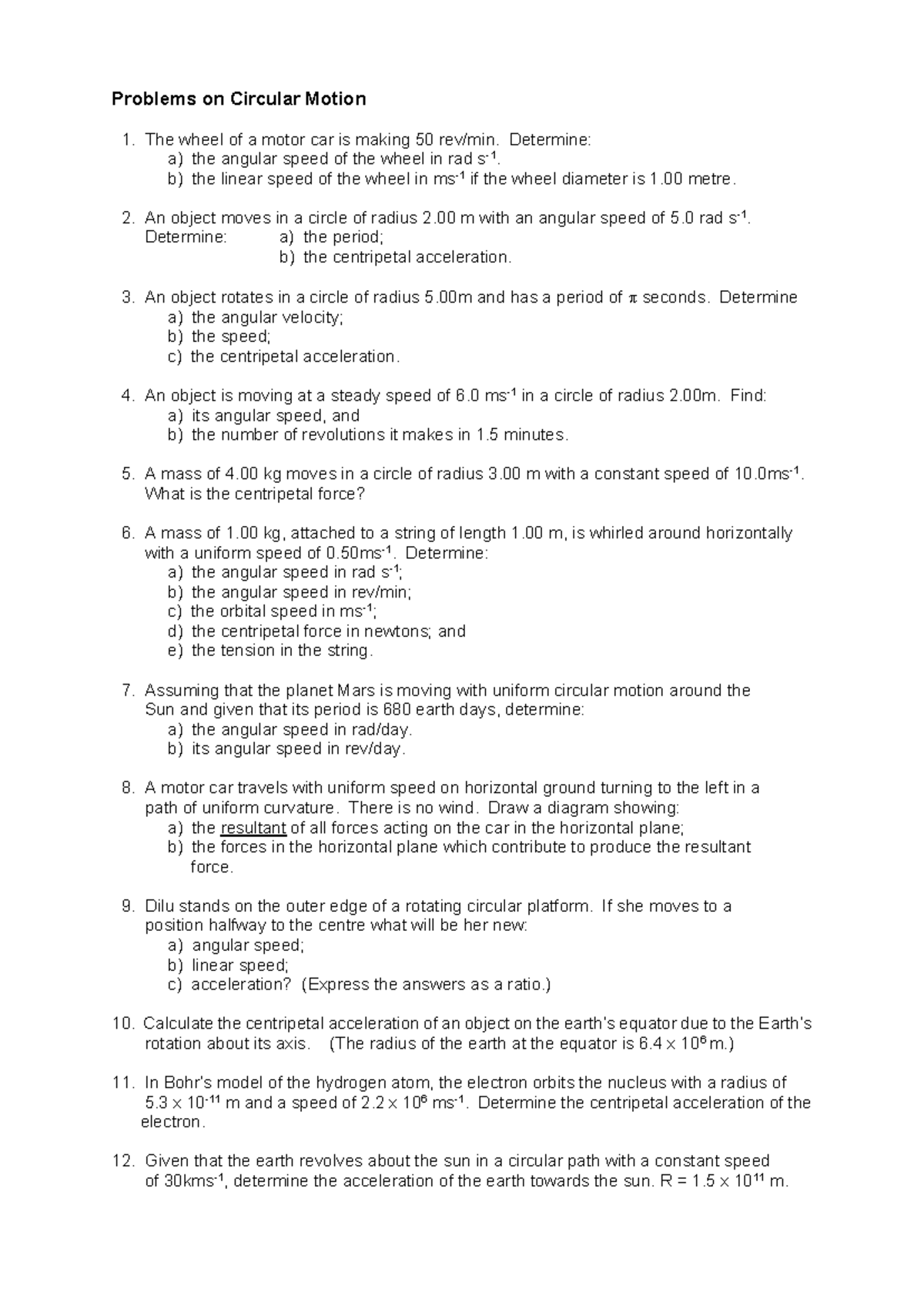 Module 3 - Circular Motion Problems and Solutions - Studocu