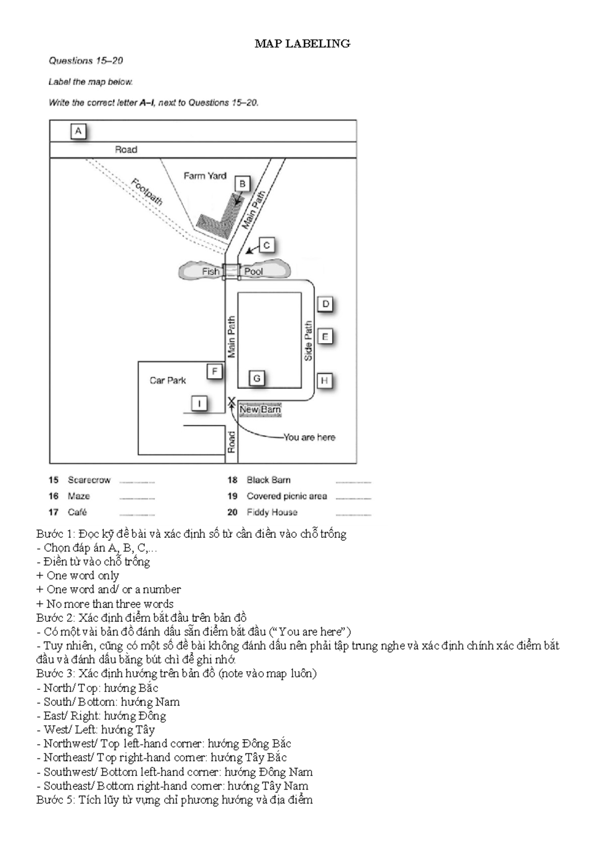 MAP LABELING: Hướng Dẫn Chi Tiết và Từ Vựng Cần Thiết - Studocu
