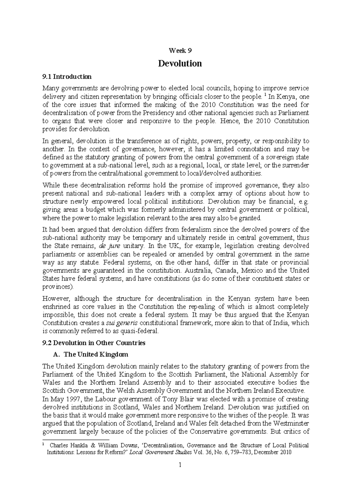 Week 9 - Devolution: Understanding Local Governance Dynamics - Studocu