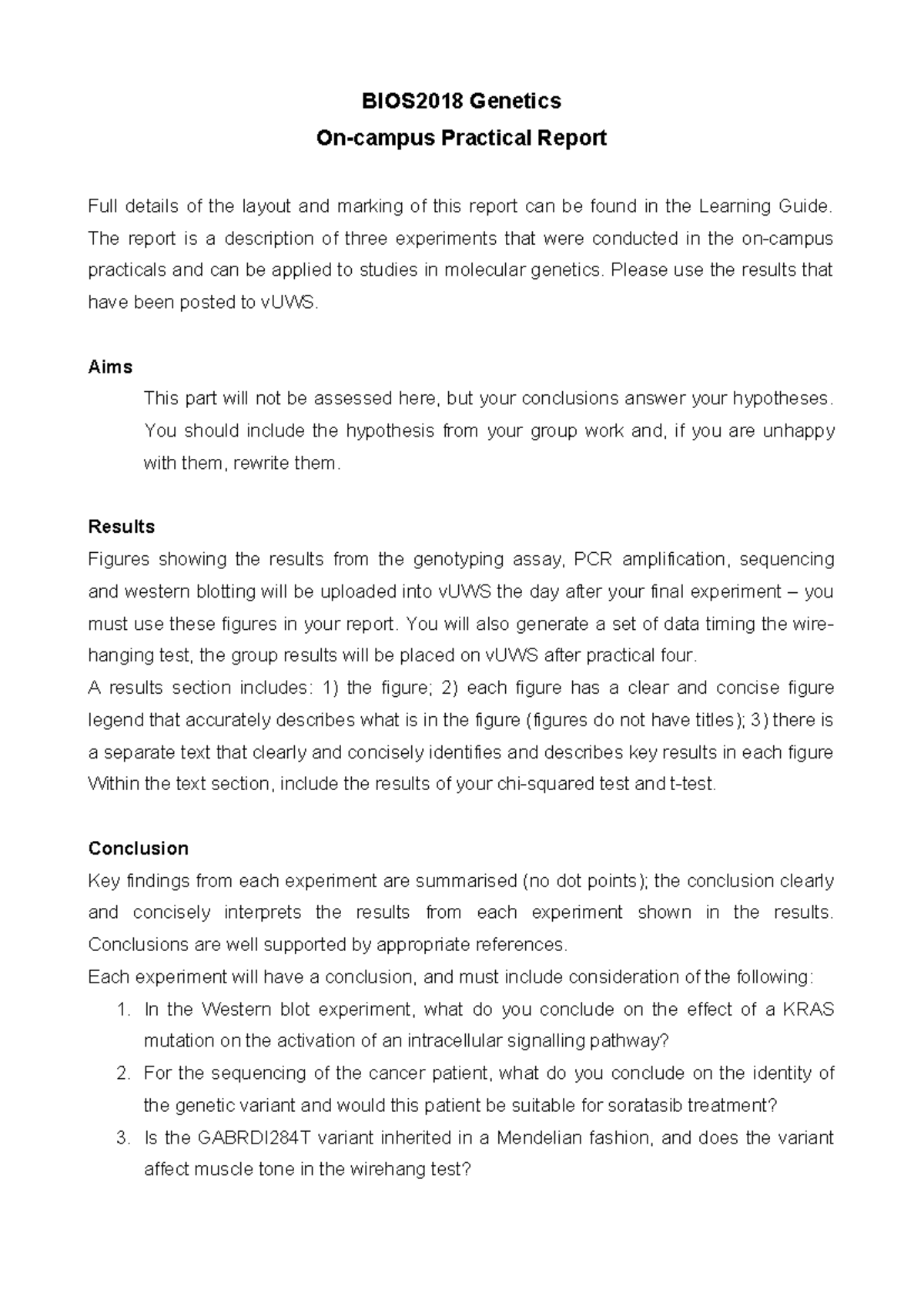 Guide to writing individual genetics practical report - BIOS2018 ...
