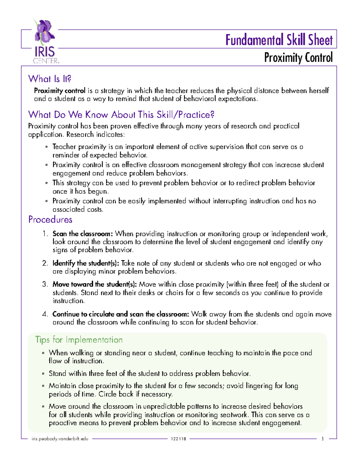 FSS 122118 Proximity Control: Effective Behavior Management Strategies ...