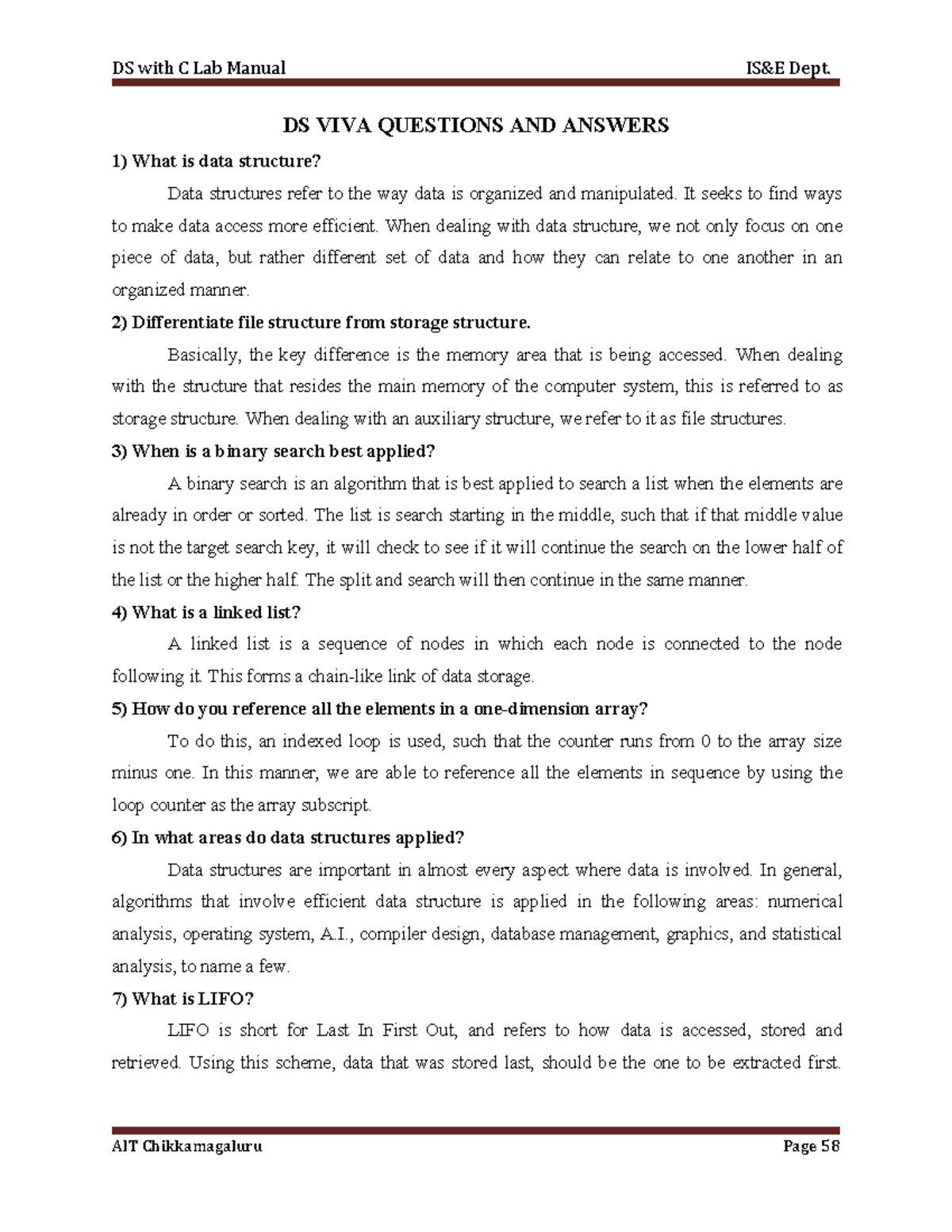 DSA 714121833 Lab Manual: VIVA Questions & Answers on Data Structures ...