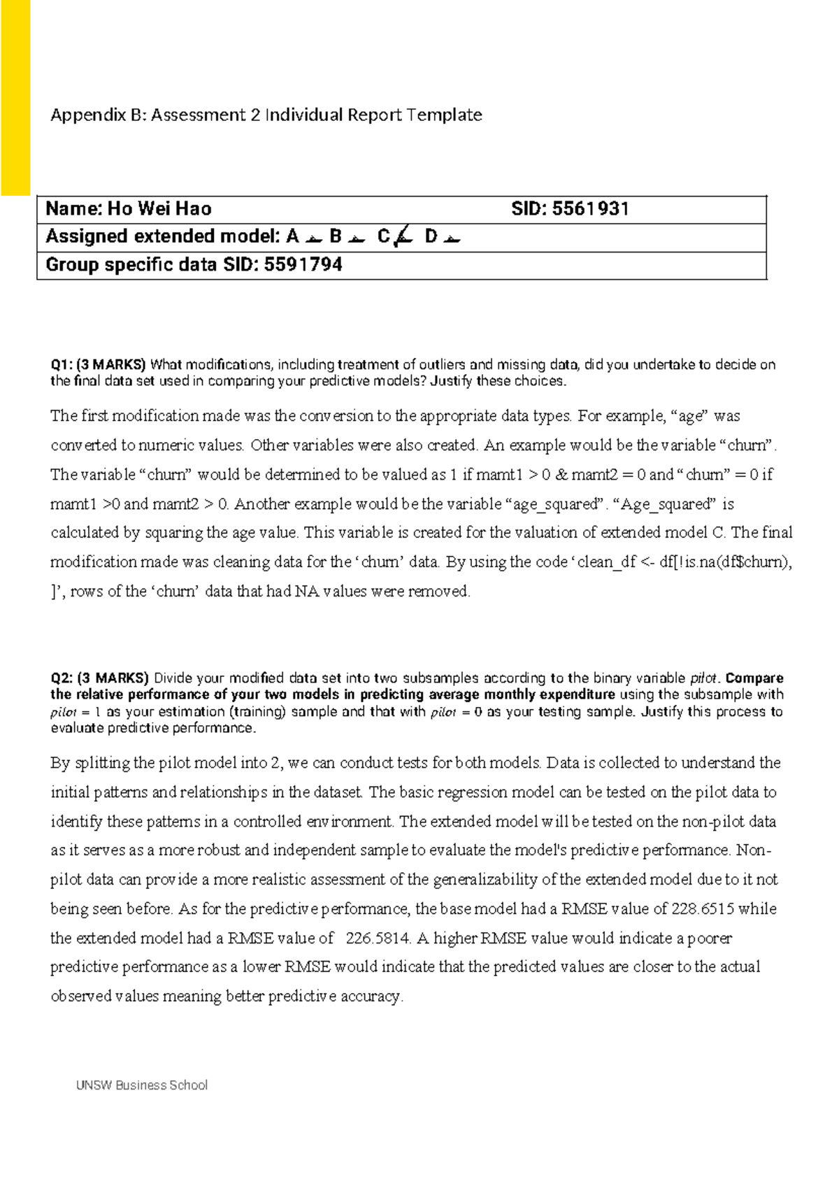 COMM1190 Assessment 2 Indiv - Appendix B: Assessment 2 Individual ...