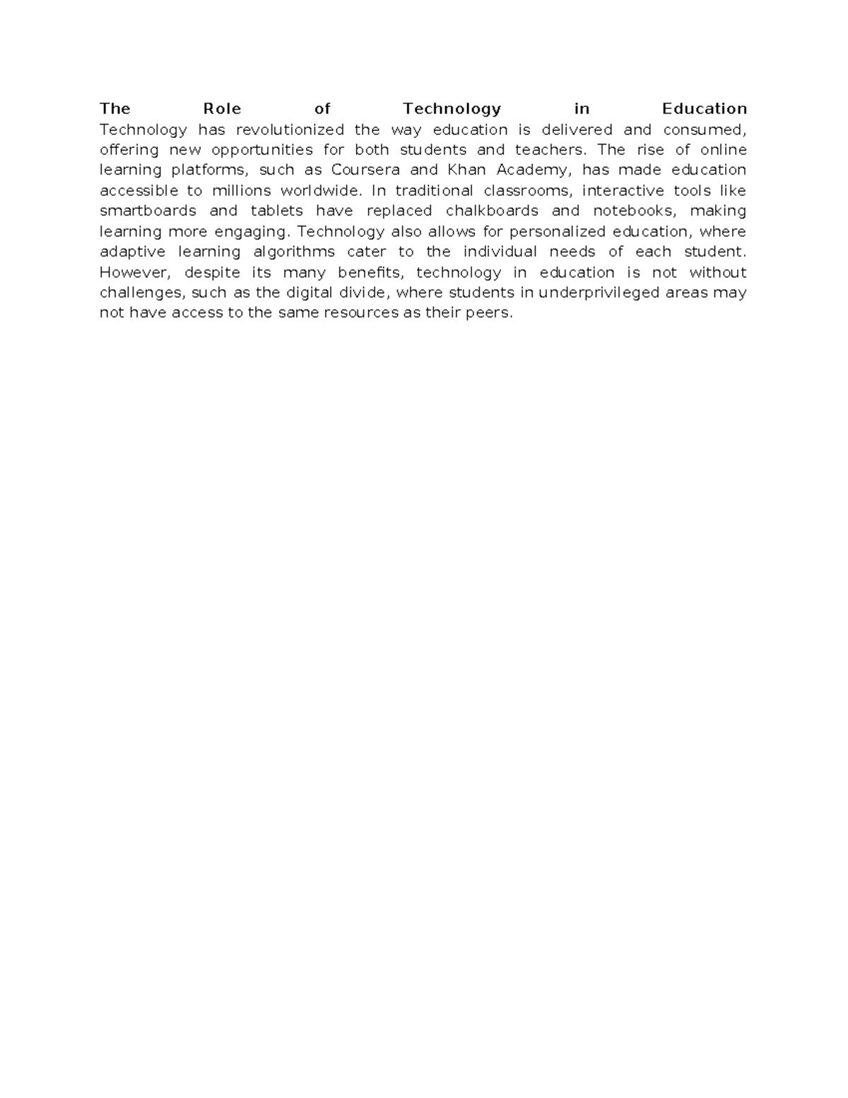 Course 6 - The Impact of Technology on Education and Learning - Studocu
