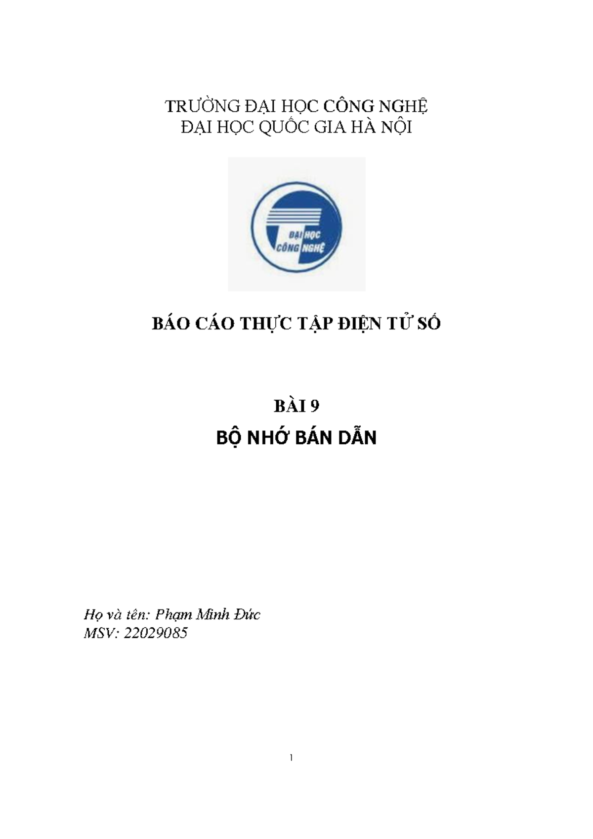 Báo cáo Thực tập Điện tử số - Bài 9: Bộ nhớ Bán dẫn - Document Preview
