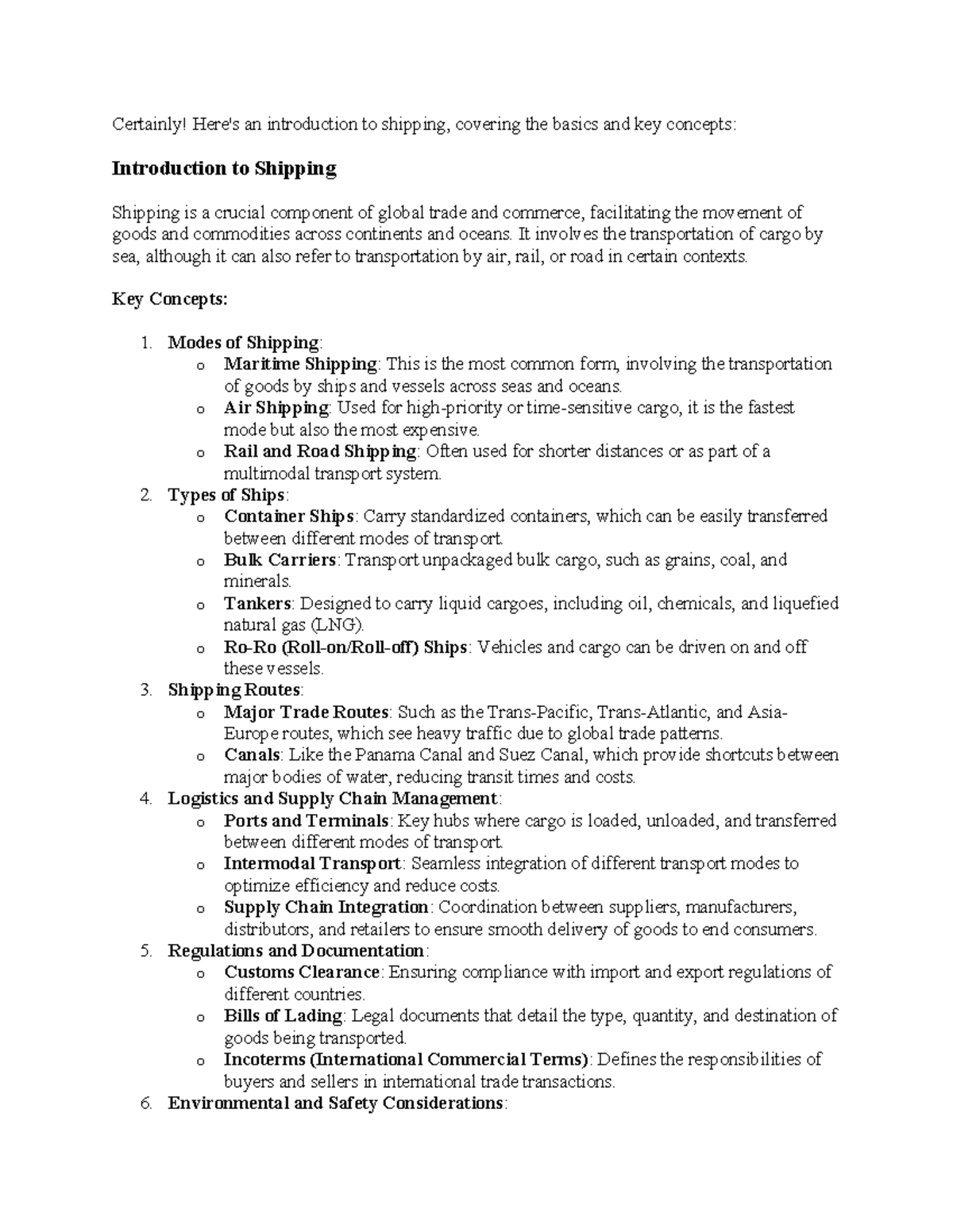 Introduction to Shipping: Key Concepts & Logistics Guide - Studocu