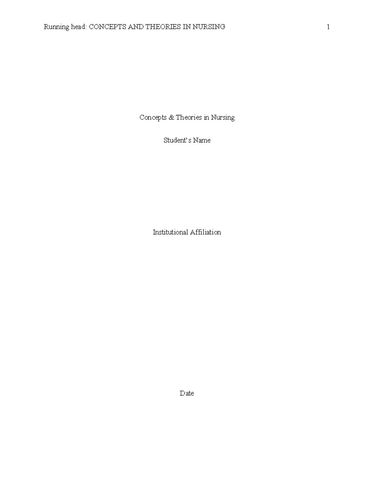 NUR 301: Concepts & Theories in Nursing - A Case Study Analysis - Studocu