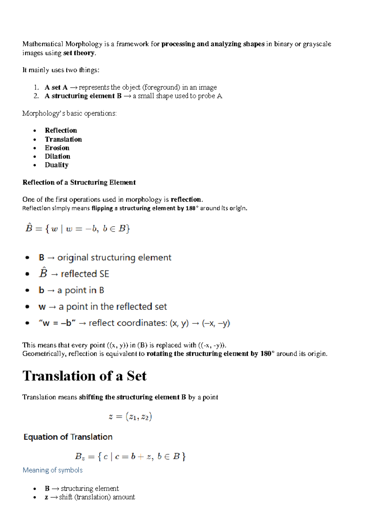 Mathematical Morphology: Image Processing Techniques (CV MOD 5) - Studocu