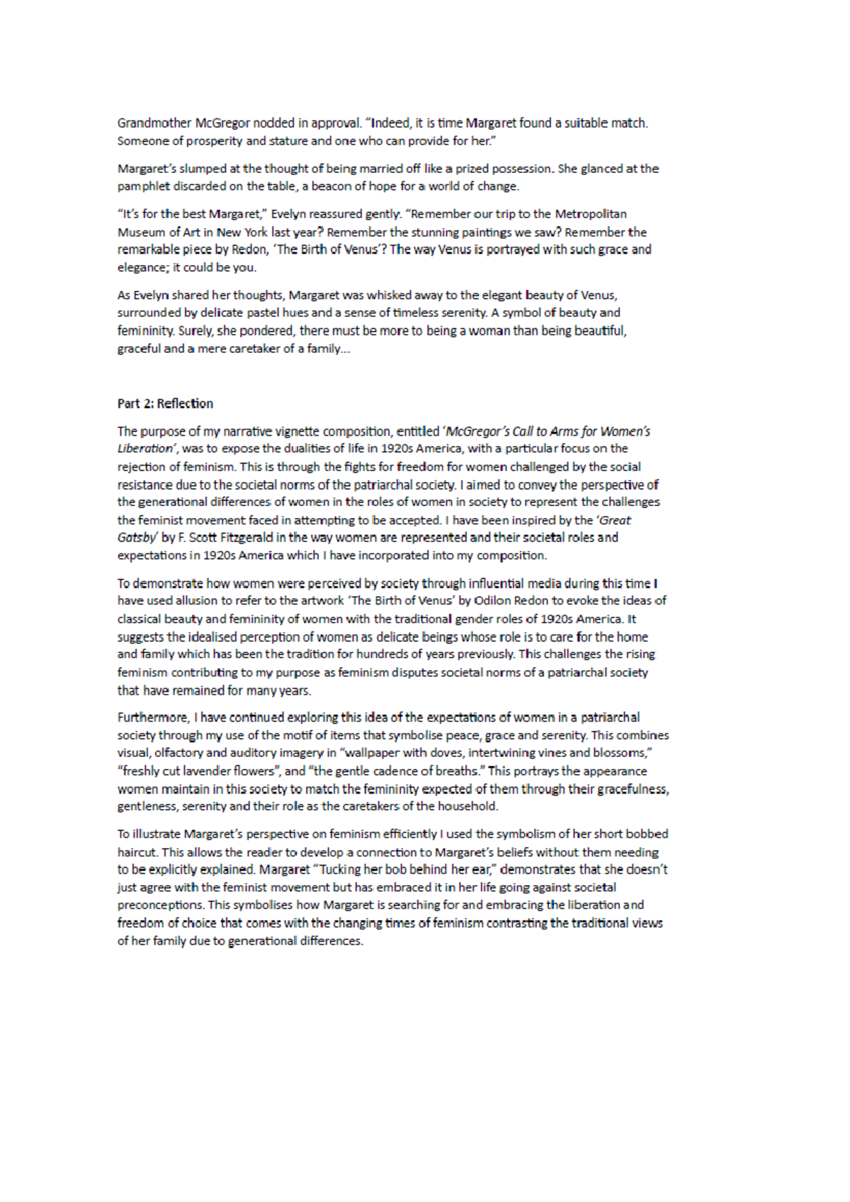 Reflection Samples - Reflective Writing for English Yr10 - Studocu