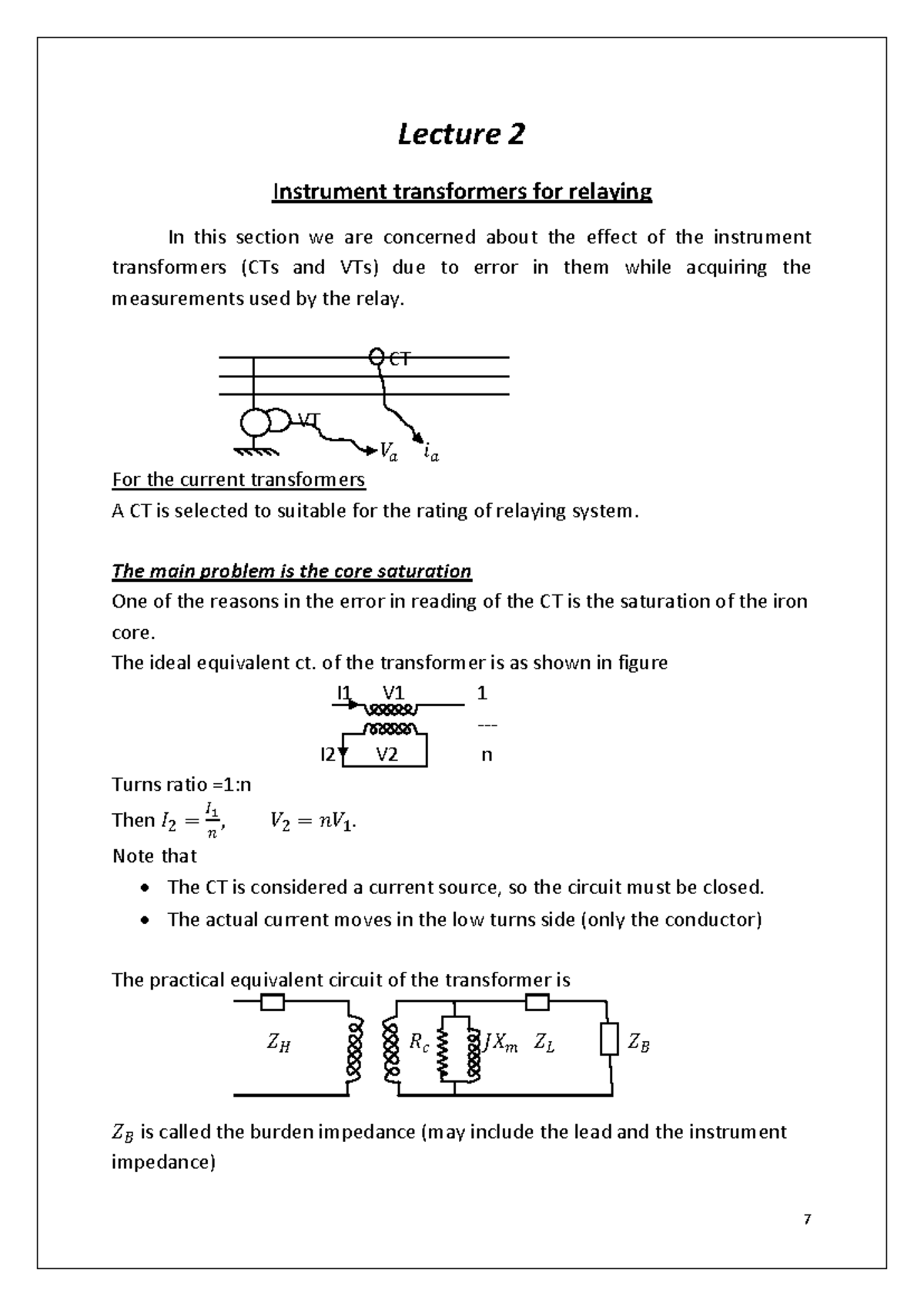 Lecture 2 - Instrument Transformers in Power System Protection - Studocu