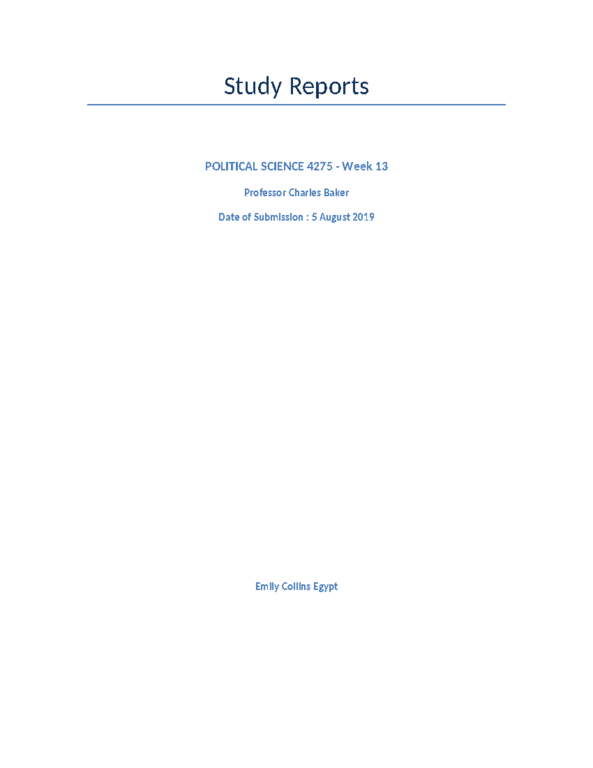 Political Science 4275 - Week 13 Study Report Overview - Studocu
