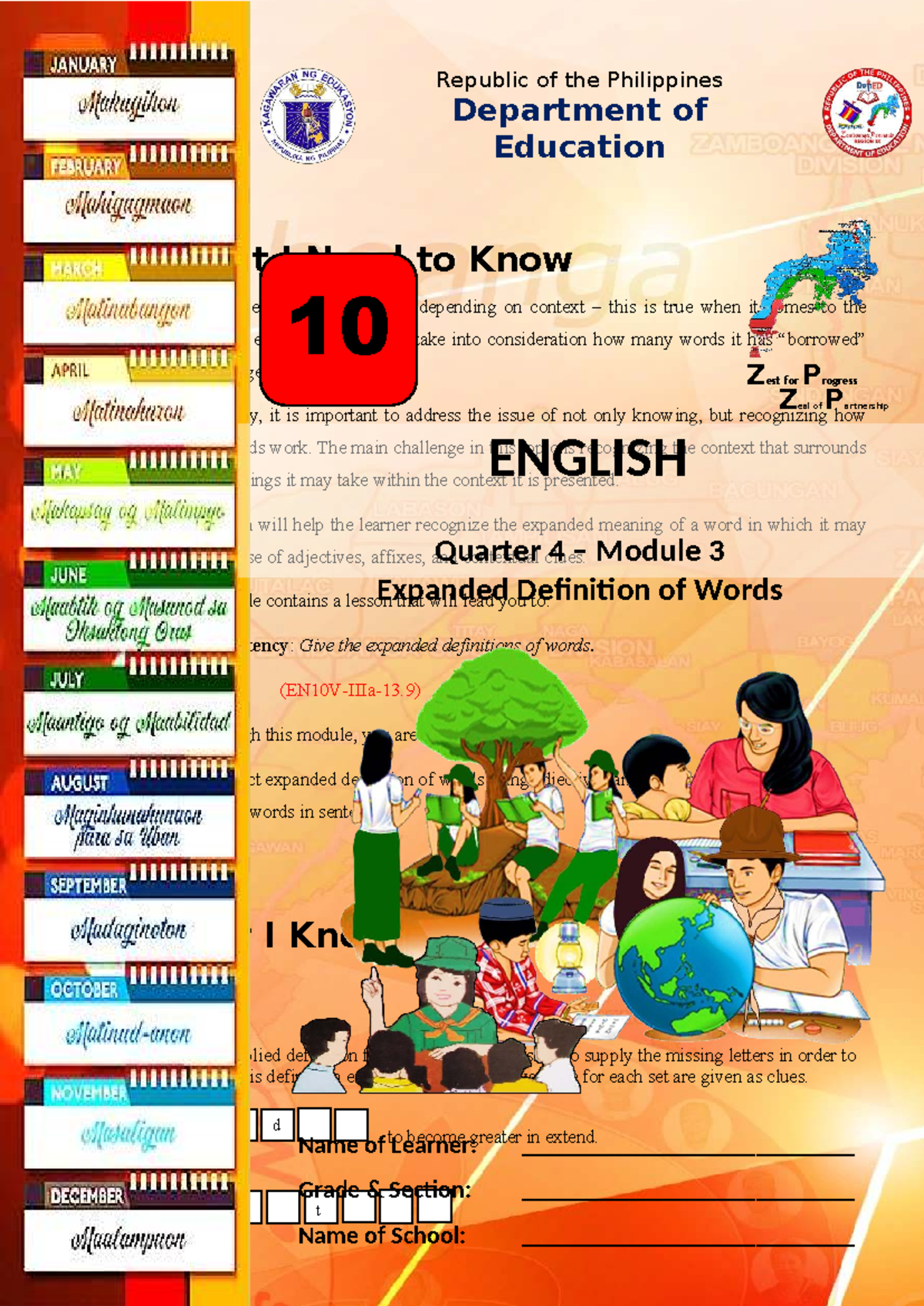 ENGLISH 10 Q4 Module 3: Expanded Definitions of Words - Studocu
