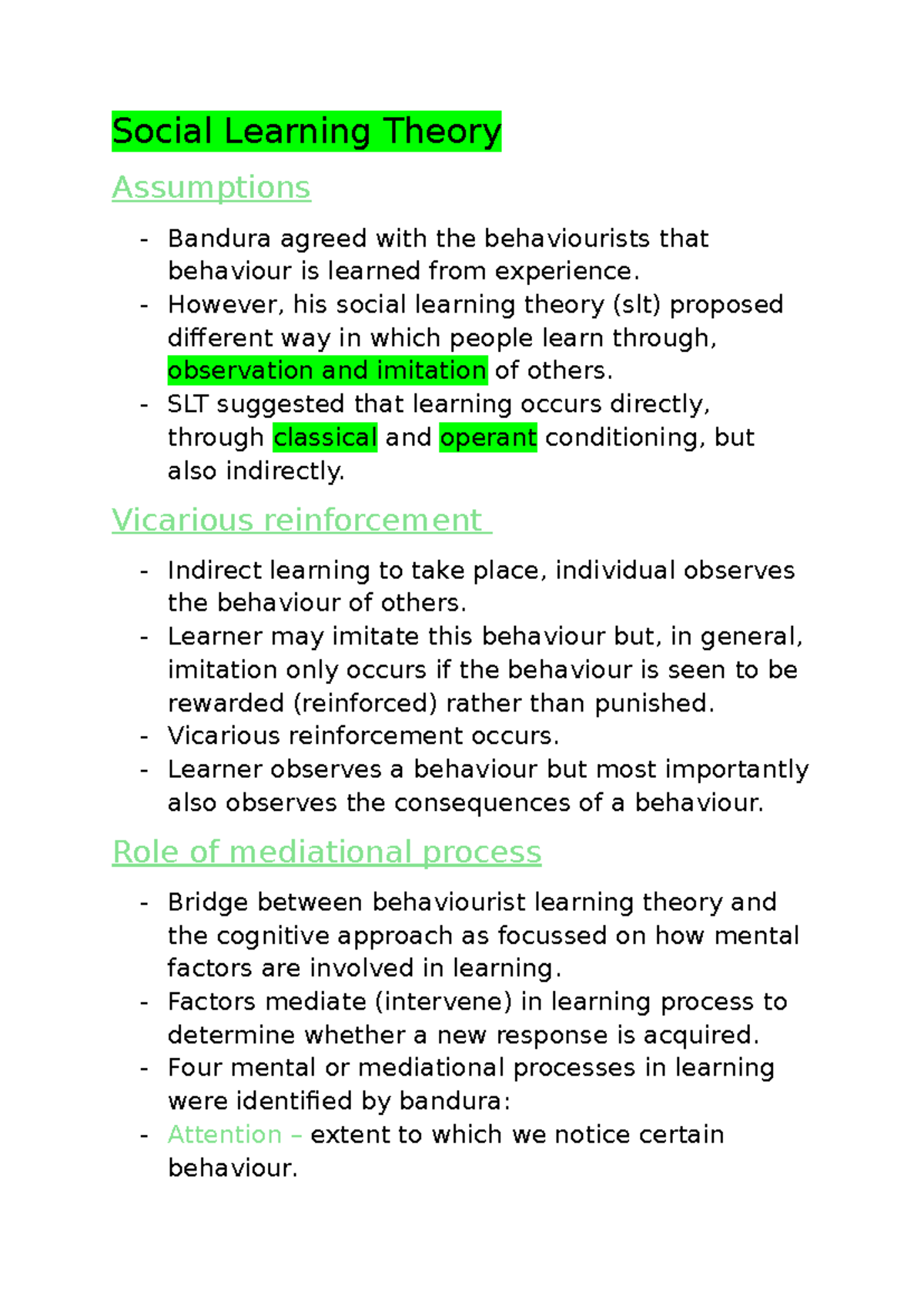 Vicarious Reinforcement Social Learning Theory