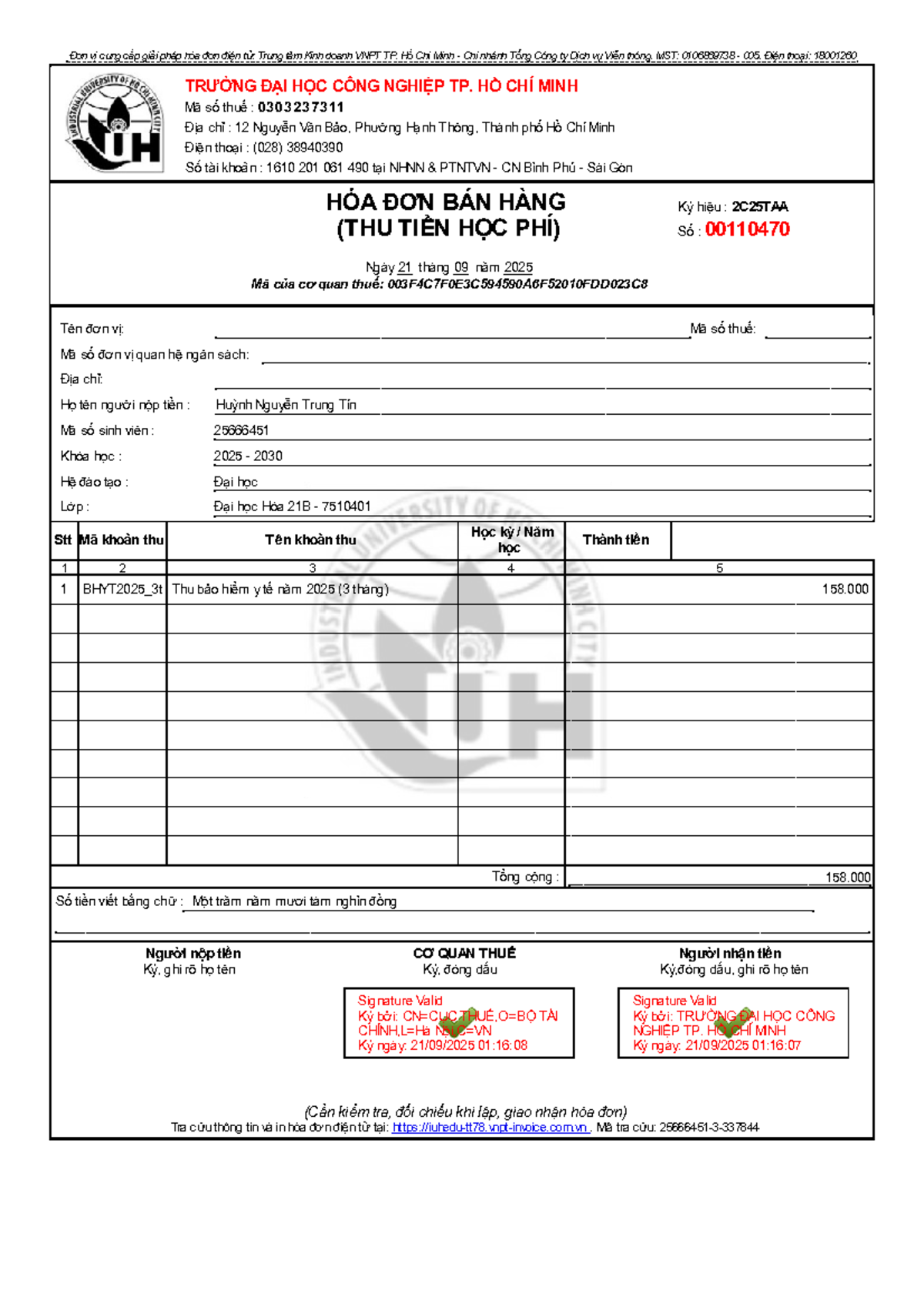 TIỀN CẤP BÙ HỌC PHÍ KHÔNG PHẢI XUẤT HÓA ĐƠN VÌ KHÔNG THUỘC DIỆN CHỊU THUẾ