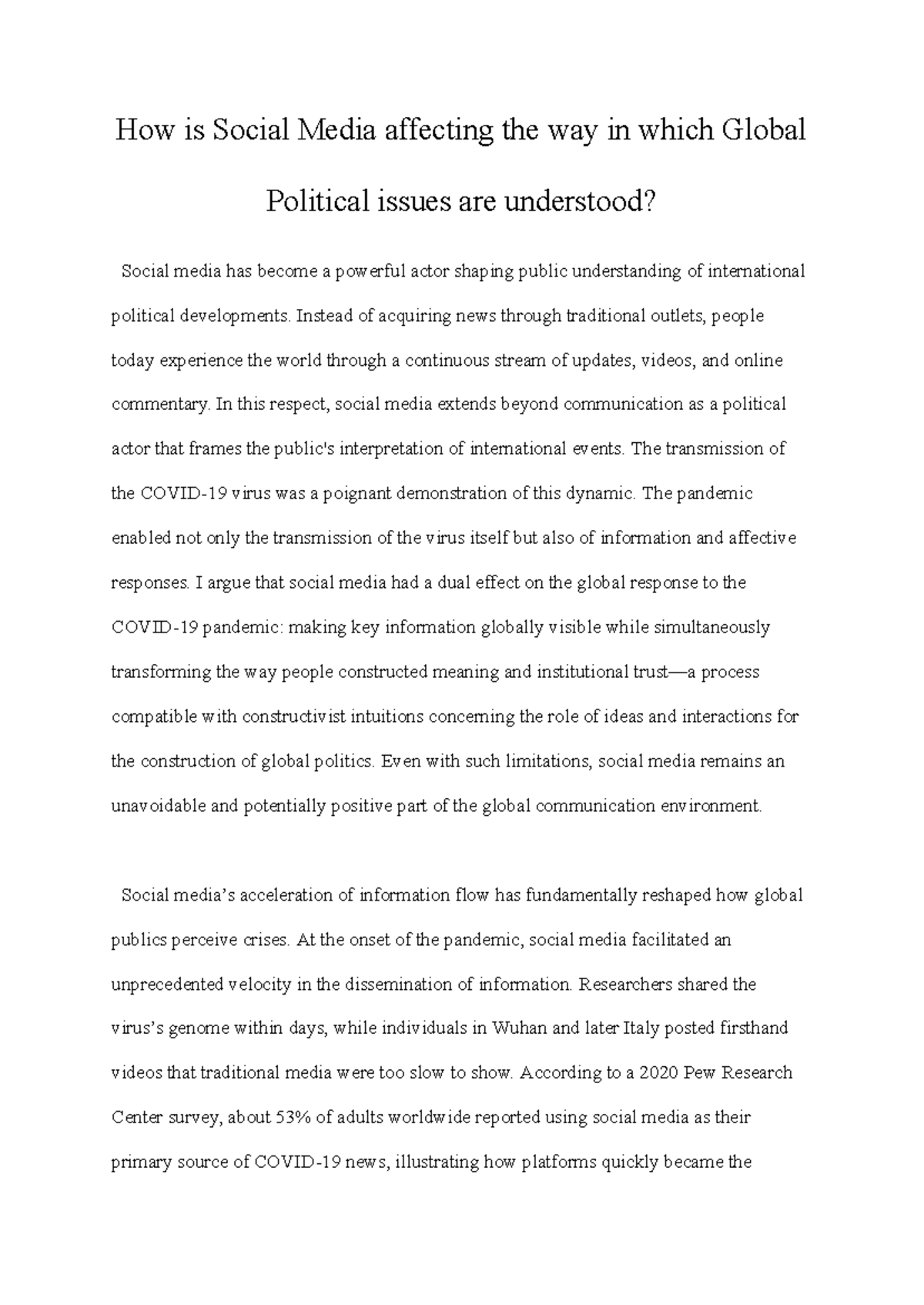 SOC 101: The Impact of Social Media on Global Political Understanding ...
