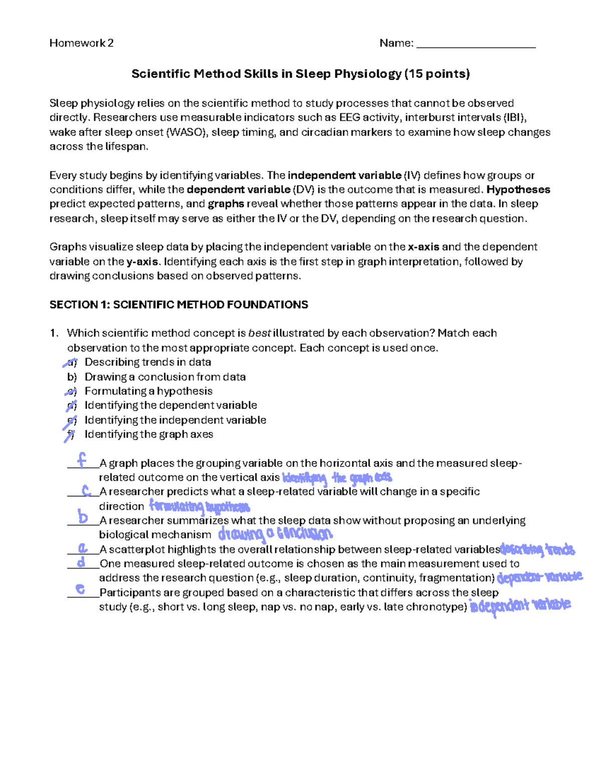 IPHY 4580 Homework 2: Scientific Method Skills in Sleep Physiology ...