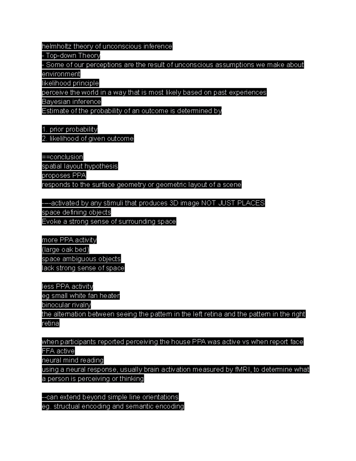 Attention - notes - helmholtz theory of unconscious inference Top-down ...