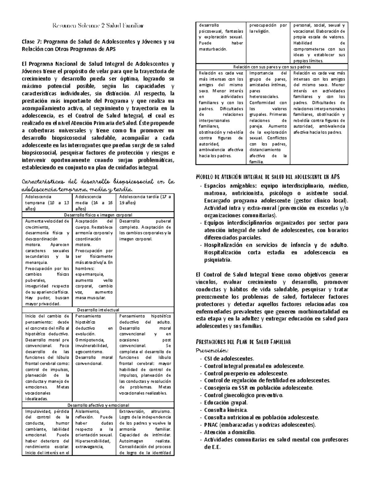 Resumen Clase 7: Programa de Salud Integral para Adolescentes - EFER501 ...
