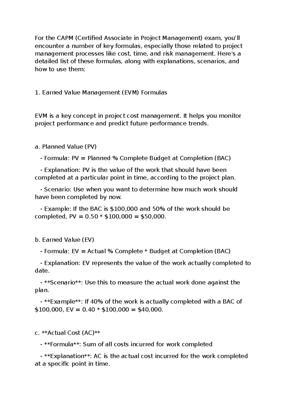 Capm maths - Practices - For the CAPM (Certified Associate in Project ...