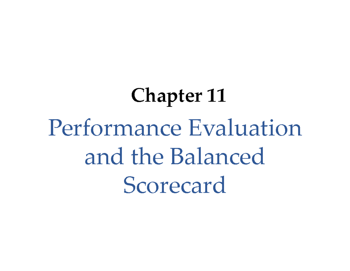 Chapter 11: Performance Evaluation & Balanced Scorecard in RA - Studocu
