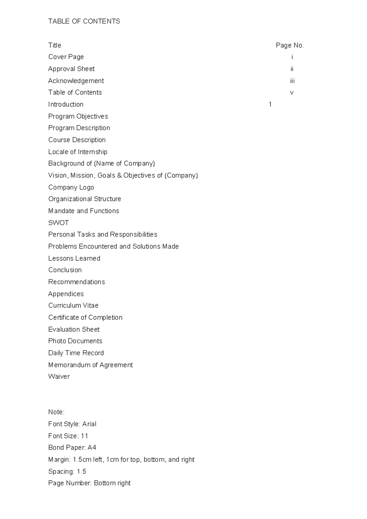 Template Narrative Report for Internship Program - Studocu