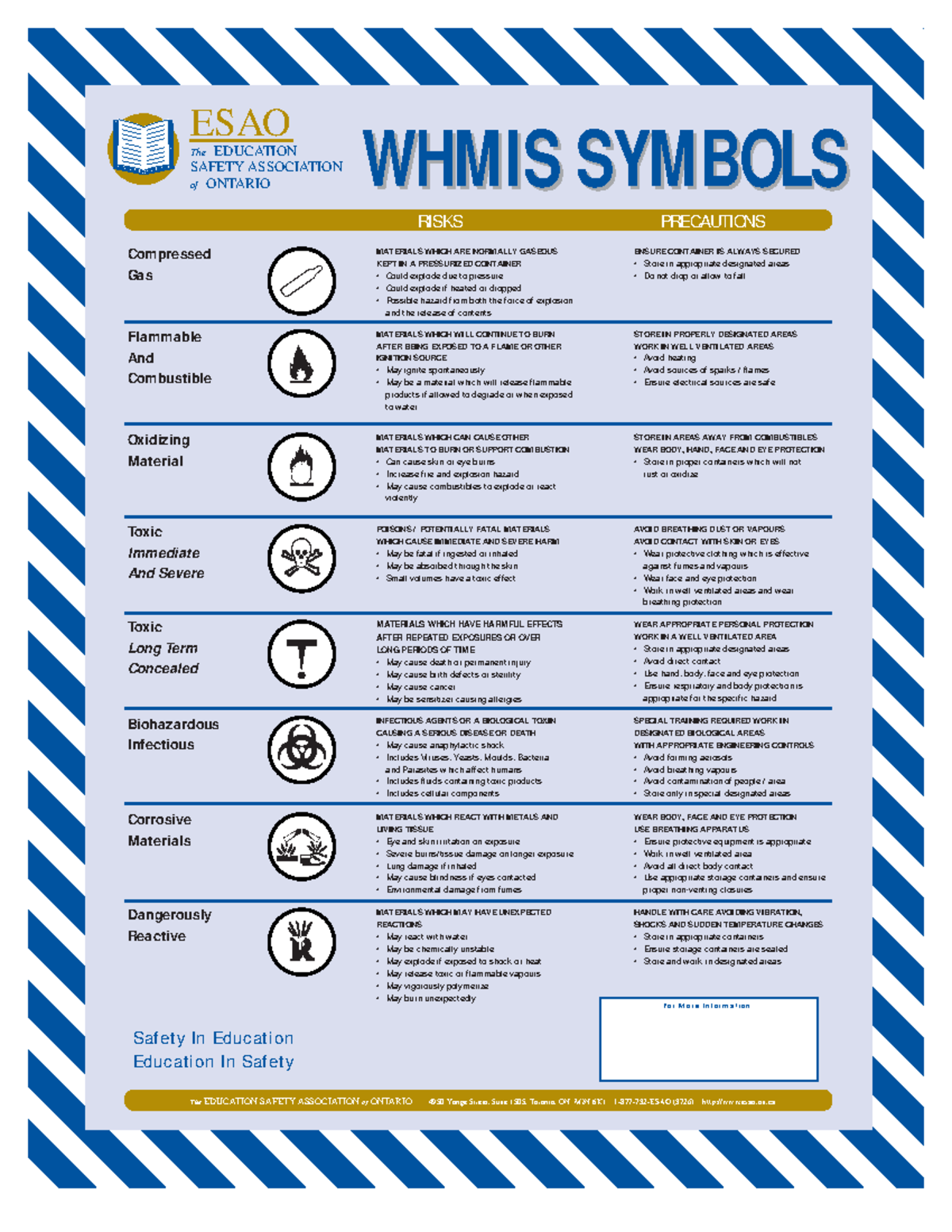 WHMIS Symbols and Safety Precautions Overview: ESAO Guide - Studocu