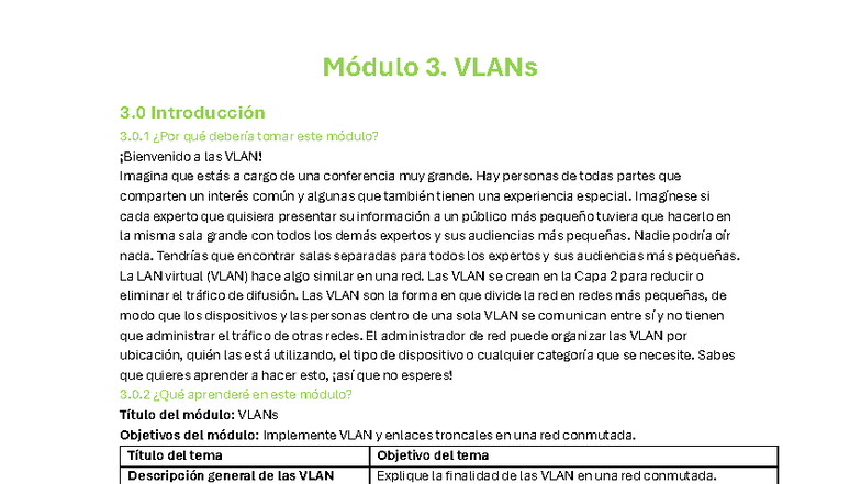 Módulo 3: Introducción a VLANs y su Configuración en Redes - Studocu