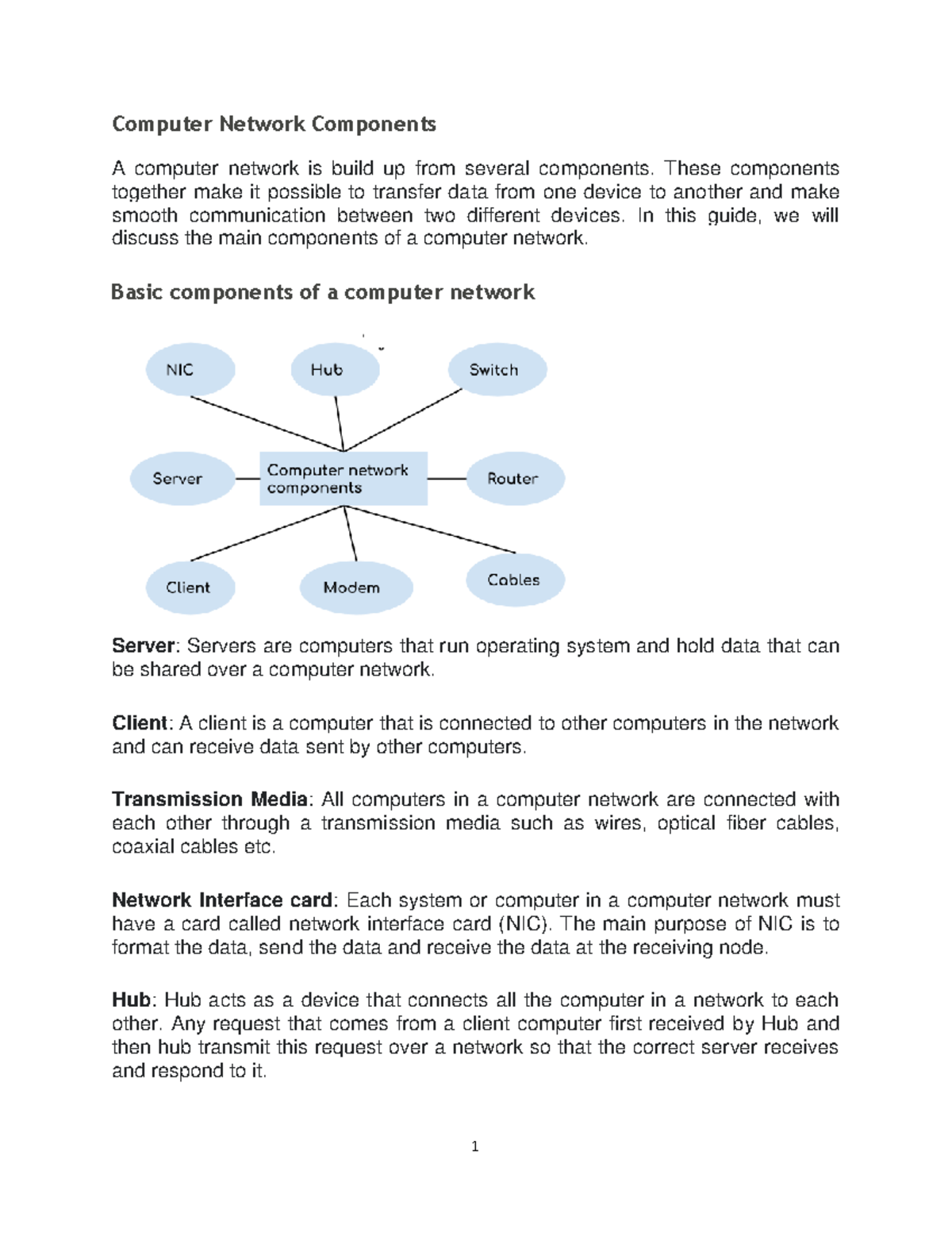 Computer Network Components: Key Elements Explained - Studocu