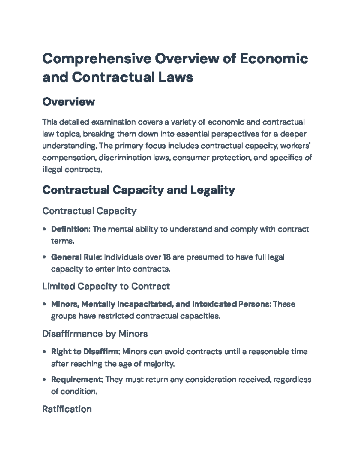 Comprehensive Exam Guide: Economic & Contract Law Overview ...
