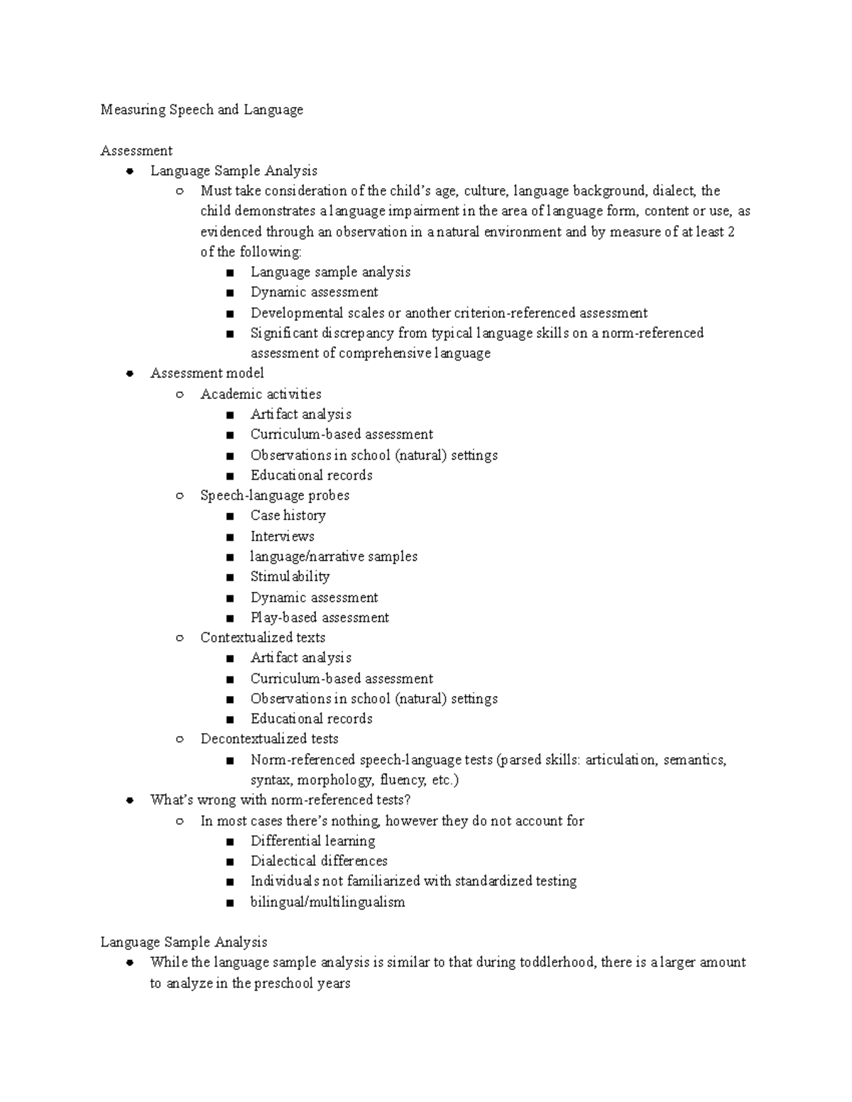Language Sample Analysis in Speech & Language Assessment (SLP 415 ...