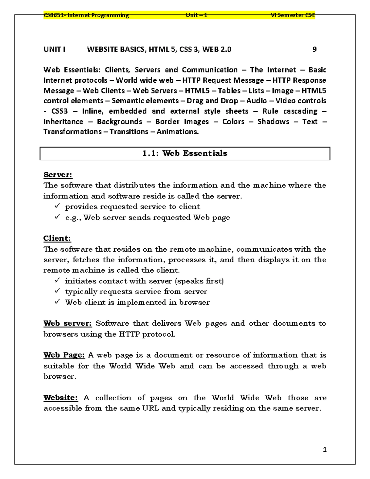 CS8651 IP UNIT II Notes - CS8651-INTERNET PROGRAMMING UNIT II SYLLABUS ...