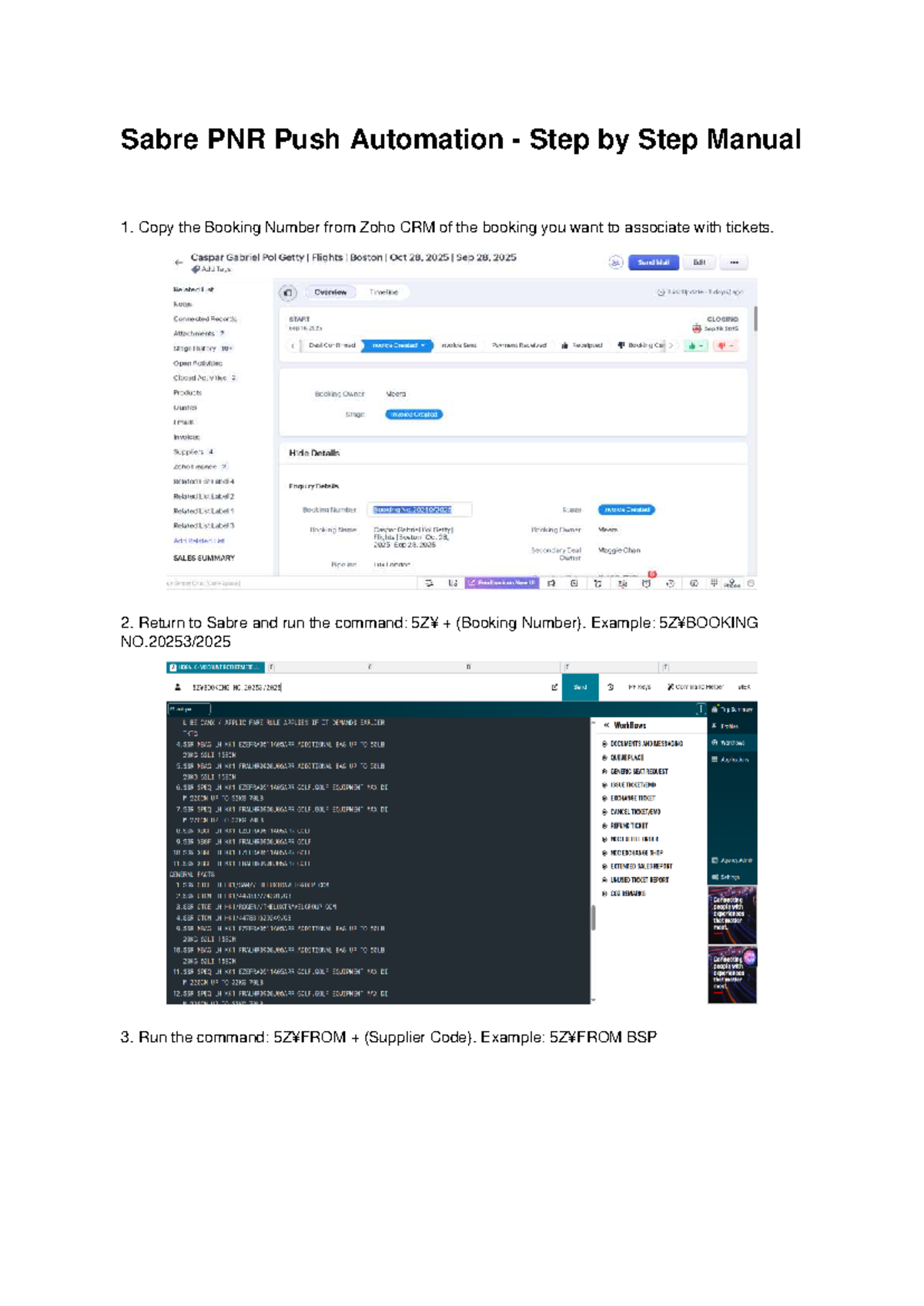 Sabre PNR Push Automation Manual (Final) Guide - Studocu