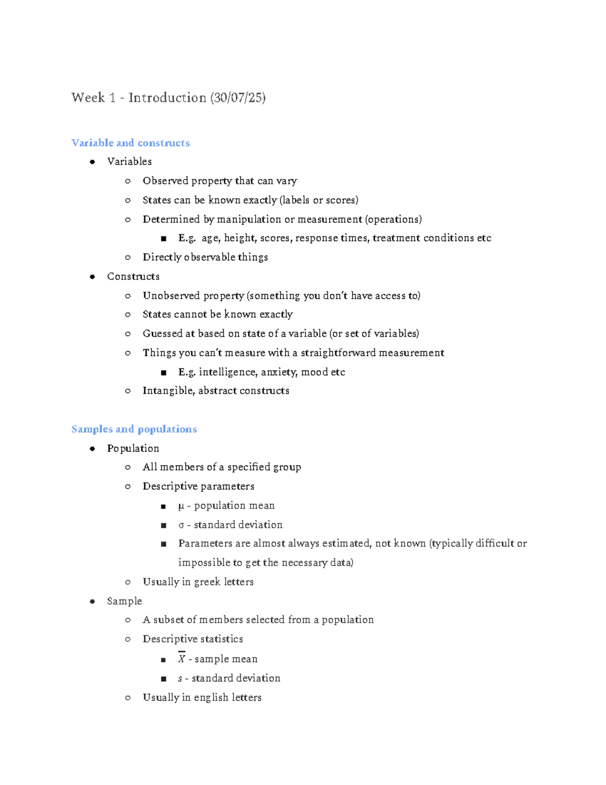 PSYC2010 - Research Methods II: Week 1 & 2 Overview on Variables and ...