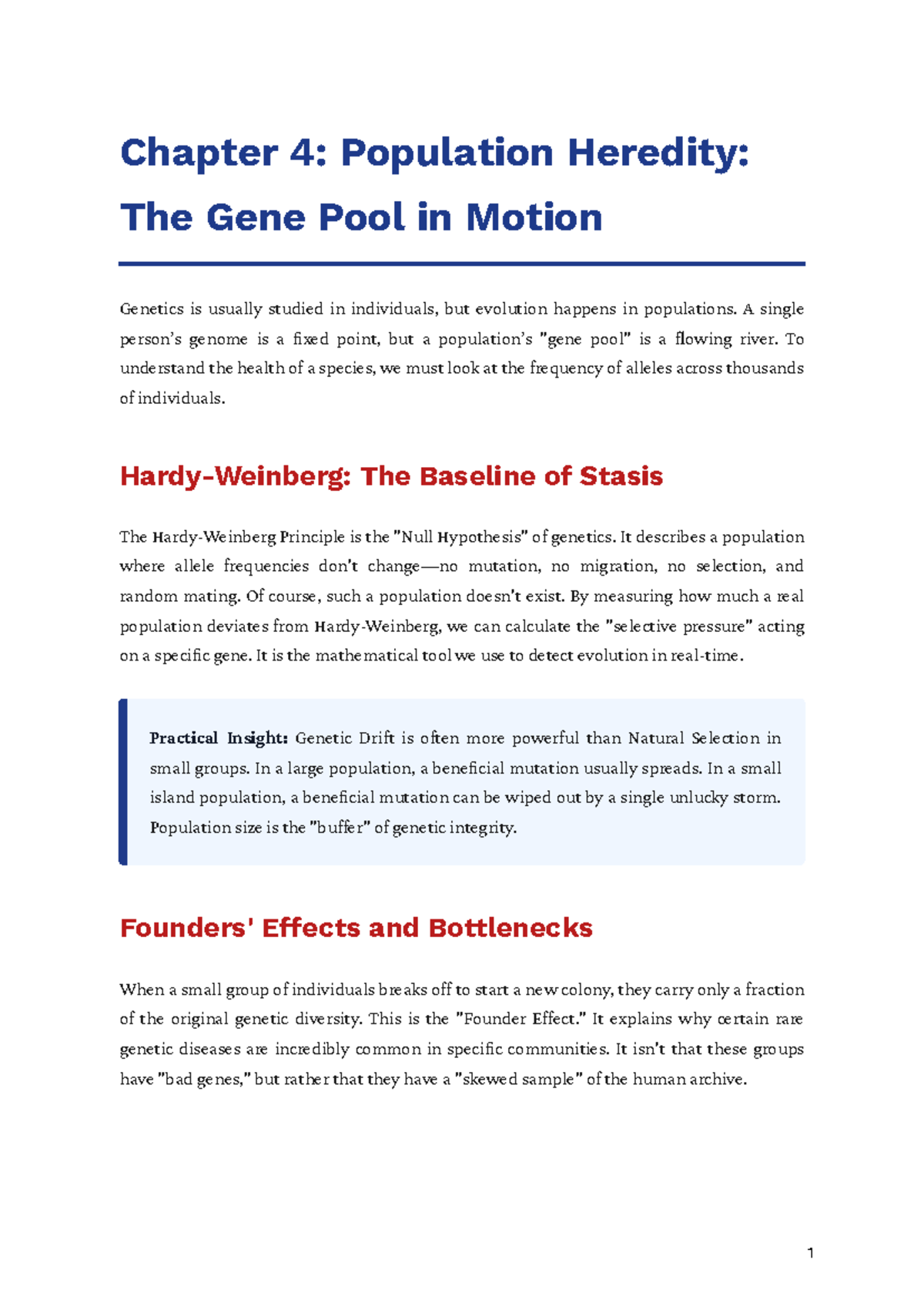 Chapter 4: Population Heredity and Genetic Drift in Evolution - Studocu