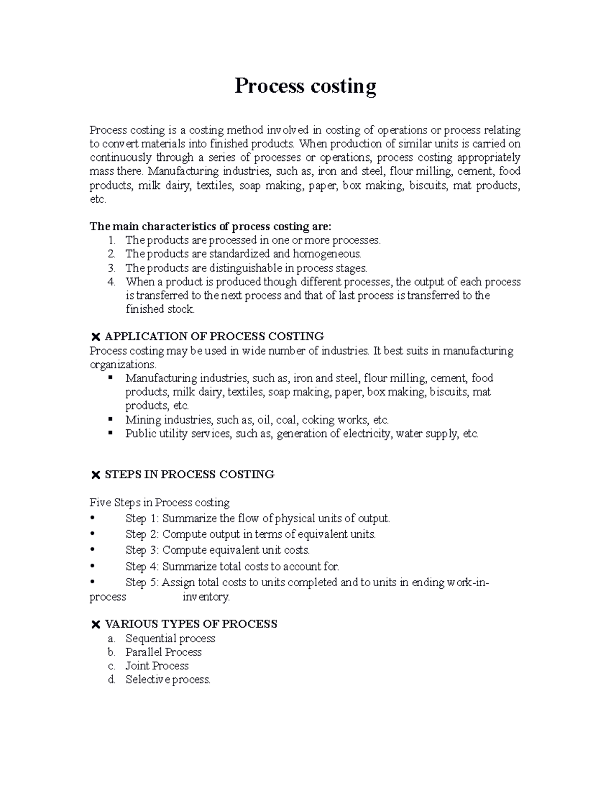 Final Exam Notes on Process Costing (ACC 301) - Studocu