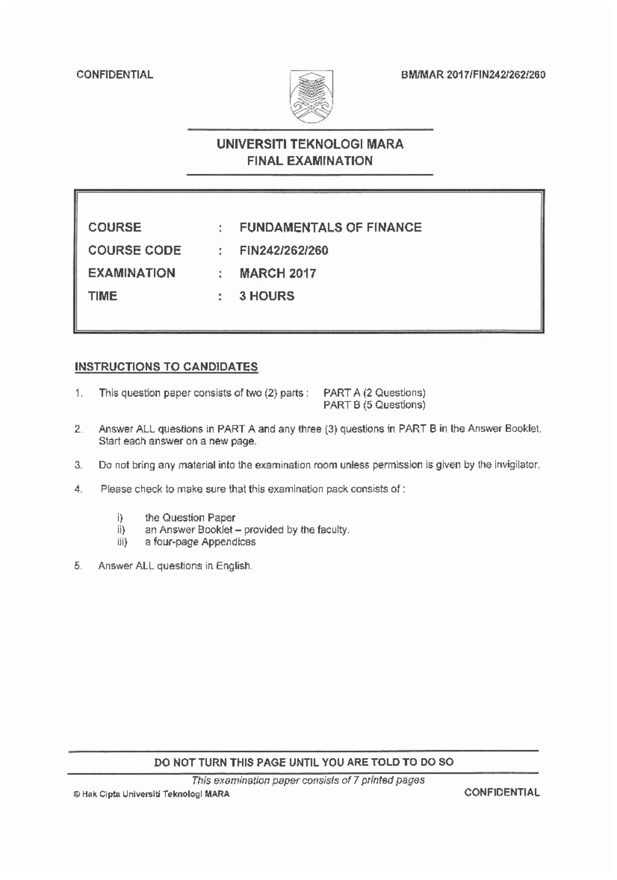FIN242 March 2017 - Finance Exam Study Notes - Studocu